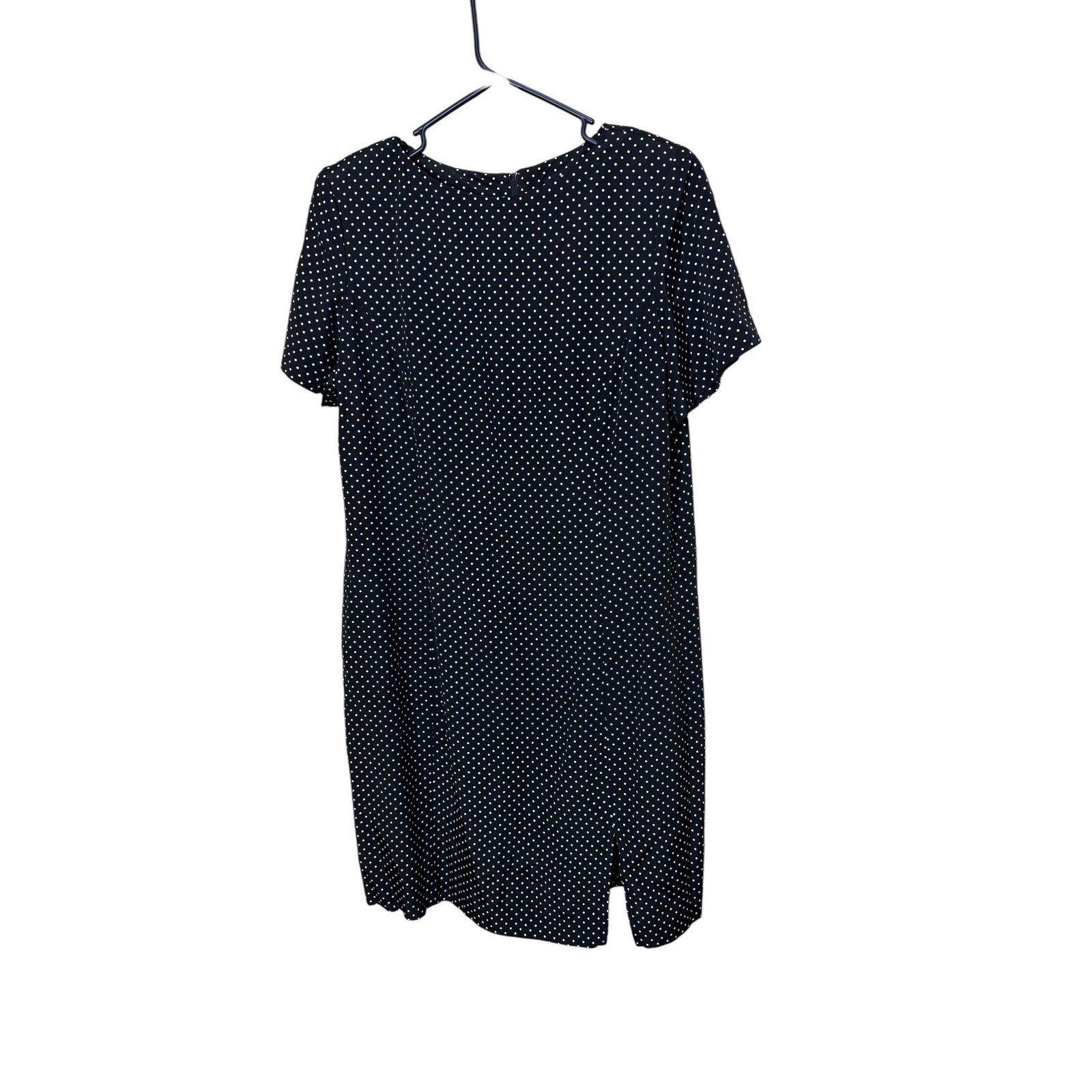 Vintage Dani Michaels Black White Polka Dot Sheath Dress 12P Short Sleeve USA