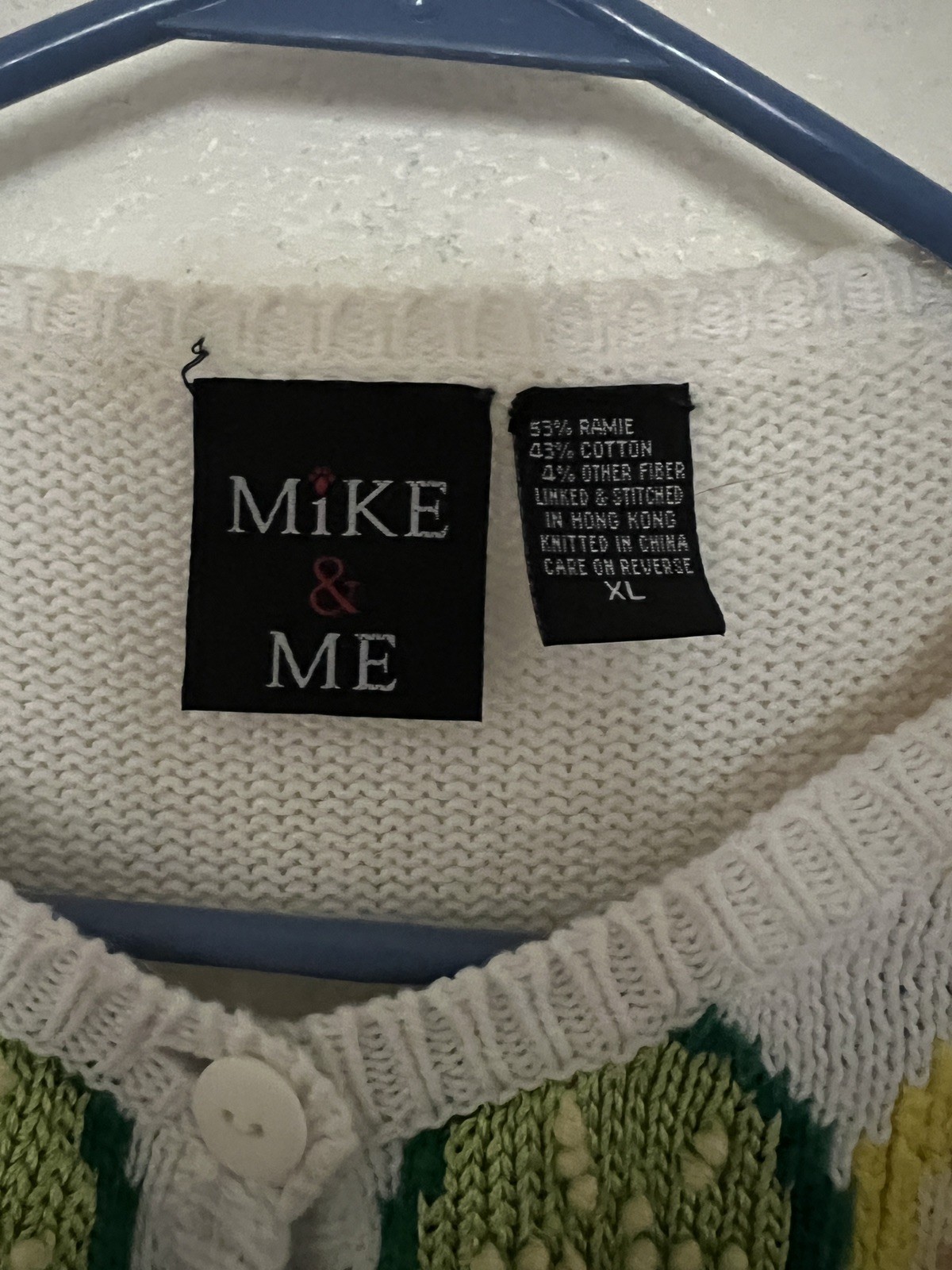 Vintage 80s Mike & Me Fruit Novelty Cardigan Sweater sz XL Lime Watermelon Lemon
