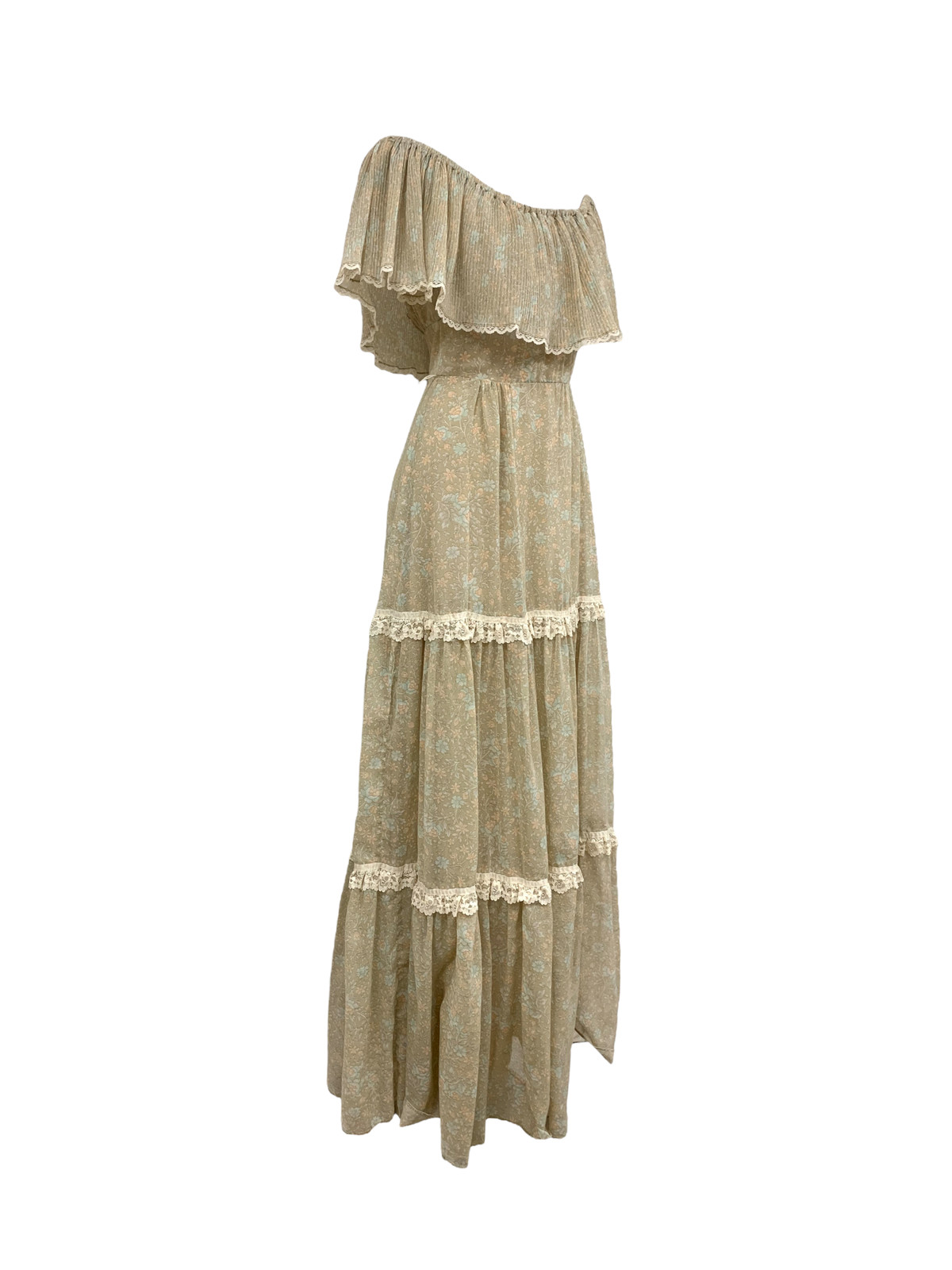 Vtg Vintage 1970s 70s Designer Candi Jones Floral Cottagecore Cottage Maxi Dress