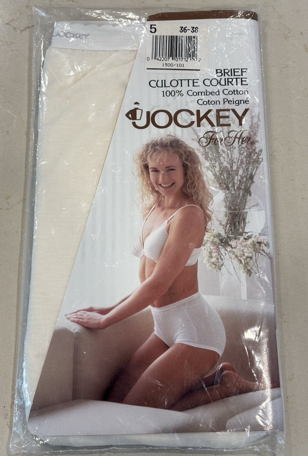 NOS 1992 JOCKEY For Her Brief Culotte Courte Panties Size 5 Combed Cotton IVORY