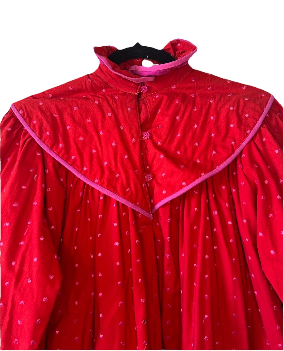 VTG 90s Oilily Embroidered Polka Dot Nightgown Maxi Netherlands Cottagecore S/M