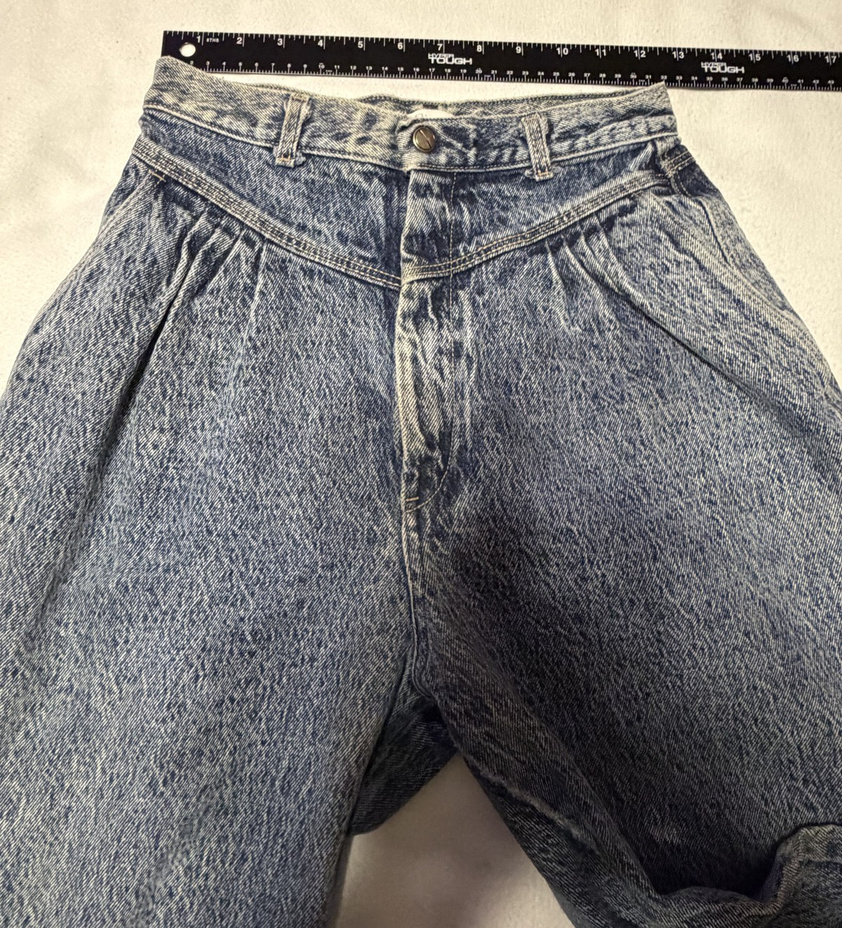Vtg Pizzazz Acid Wash Jeans Womens 12 High Waist Mom Tapered Leg 80s 90s
