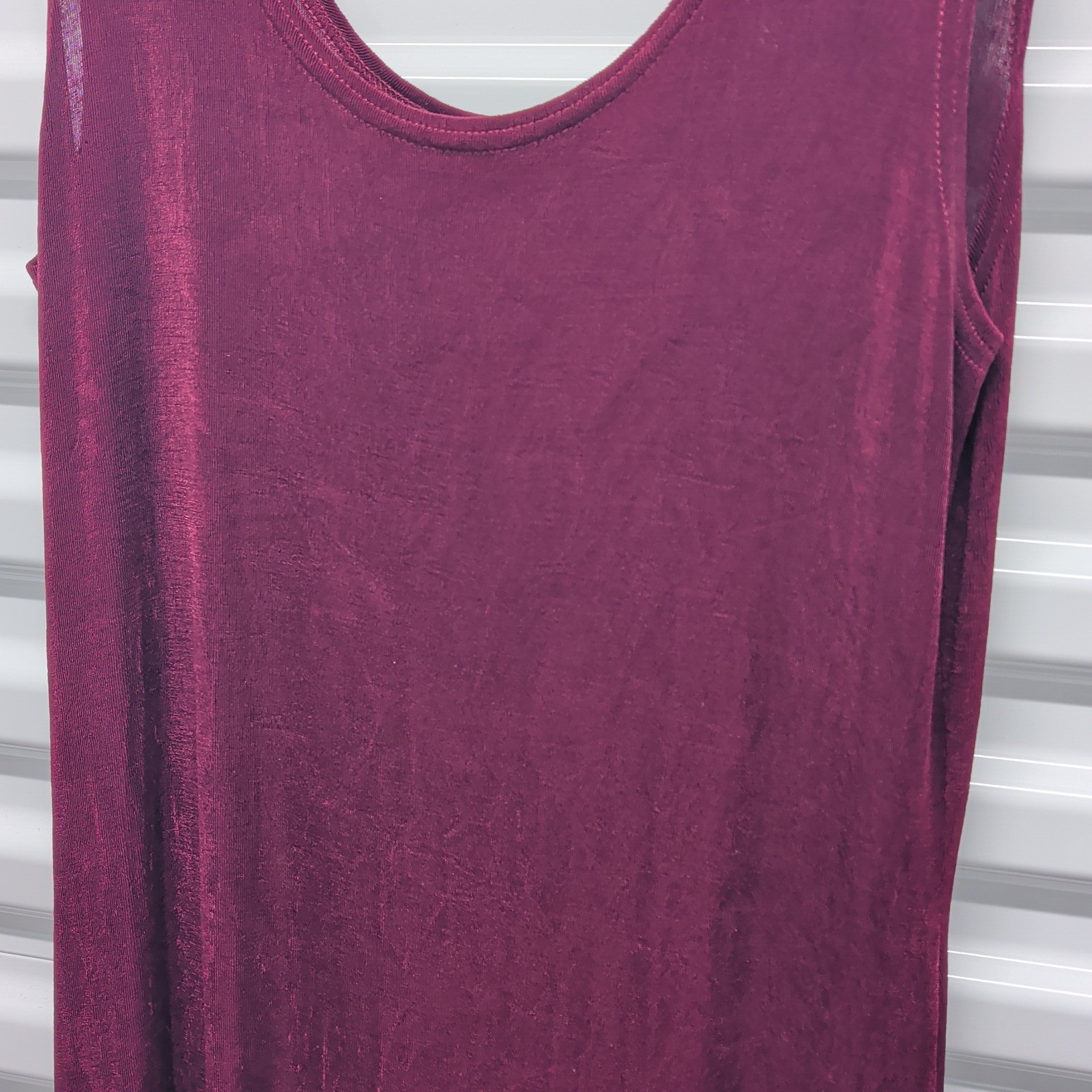Vintage 90s Slinky Maxi Dress Size 12 Women Burgundy Plum Sleeveless Made in USA