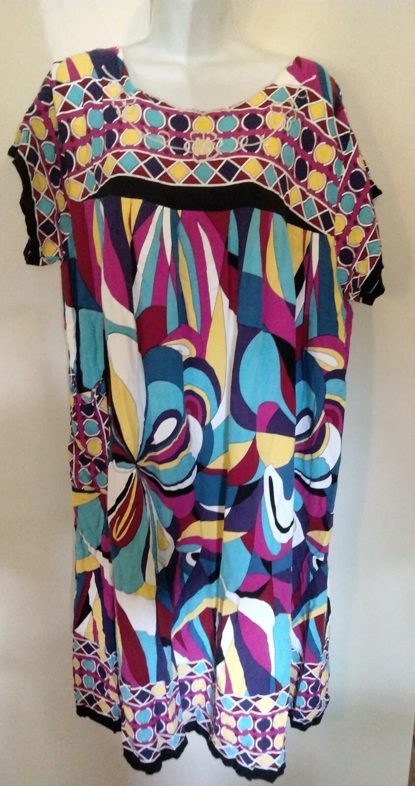 Vintage Mutli Colored Abstract Dress Large Xl Xxl Kaf