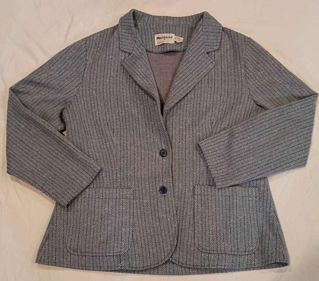 1970s Fire Islander Jacket Pant Suit Blue Herringbone Vintage Womens Sz 18 Geek