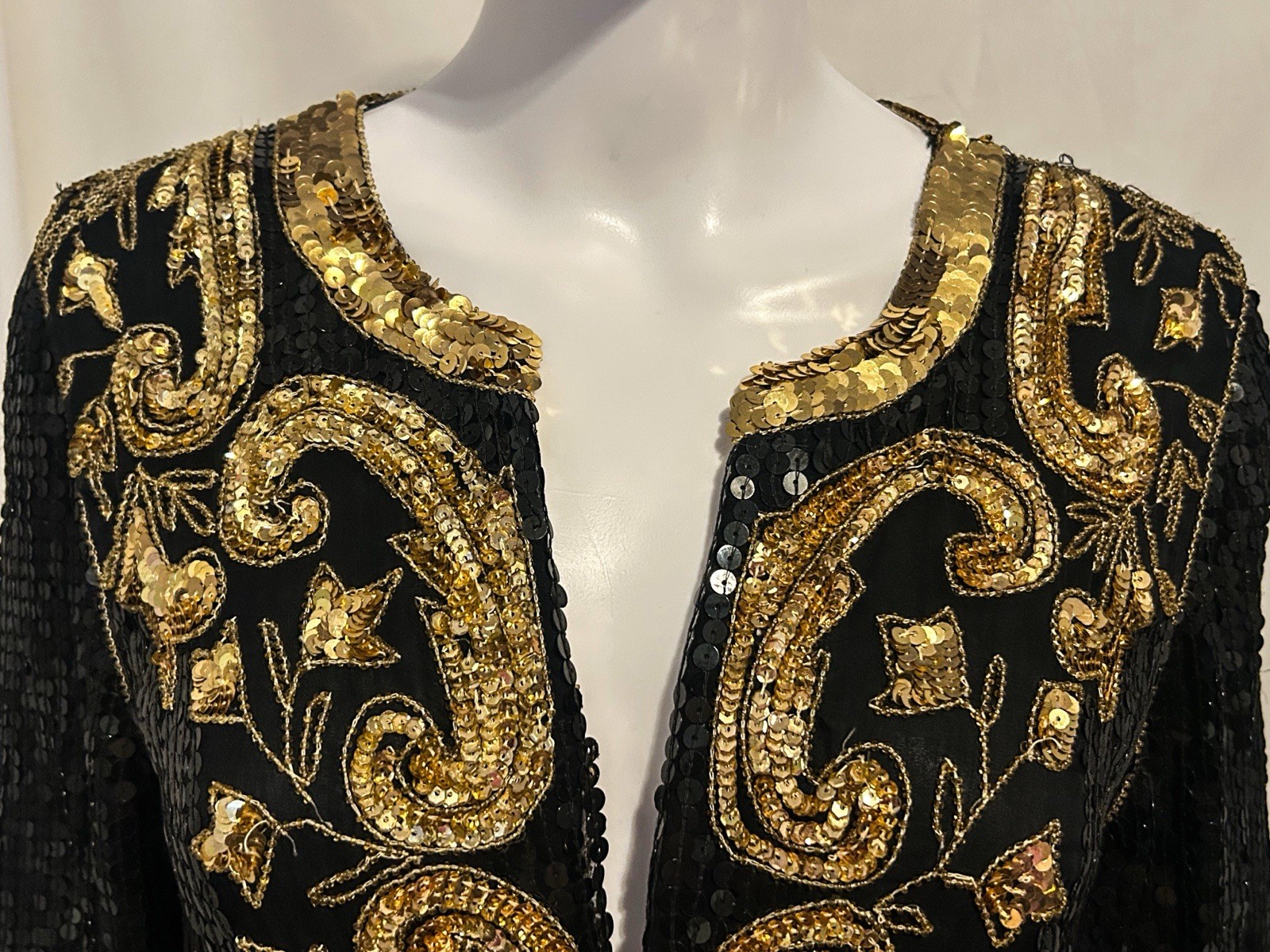 Rare Vintage Jean for Joseph Le Bon Sz S Beaded Silk Sequin Jacket Whimsigoth
