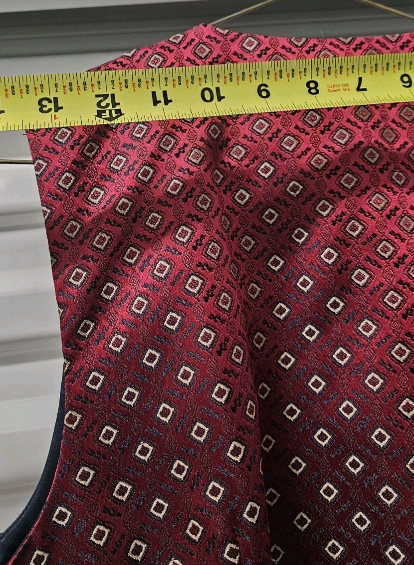 Talbots Petites Patterned Vest 2 Button Burgandy Geometric ined Womens 4 VTG