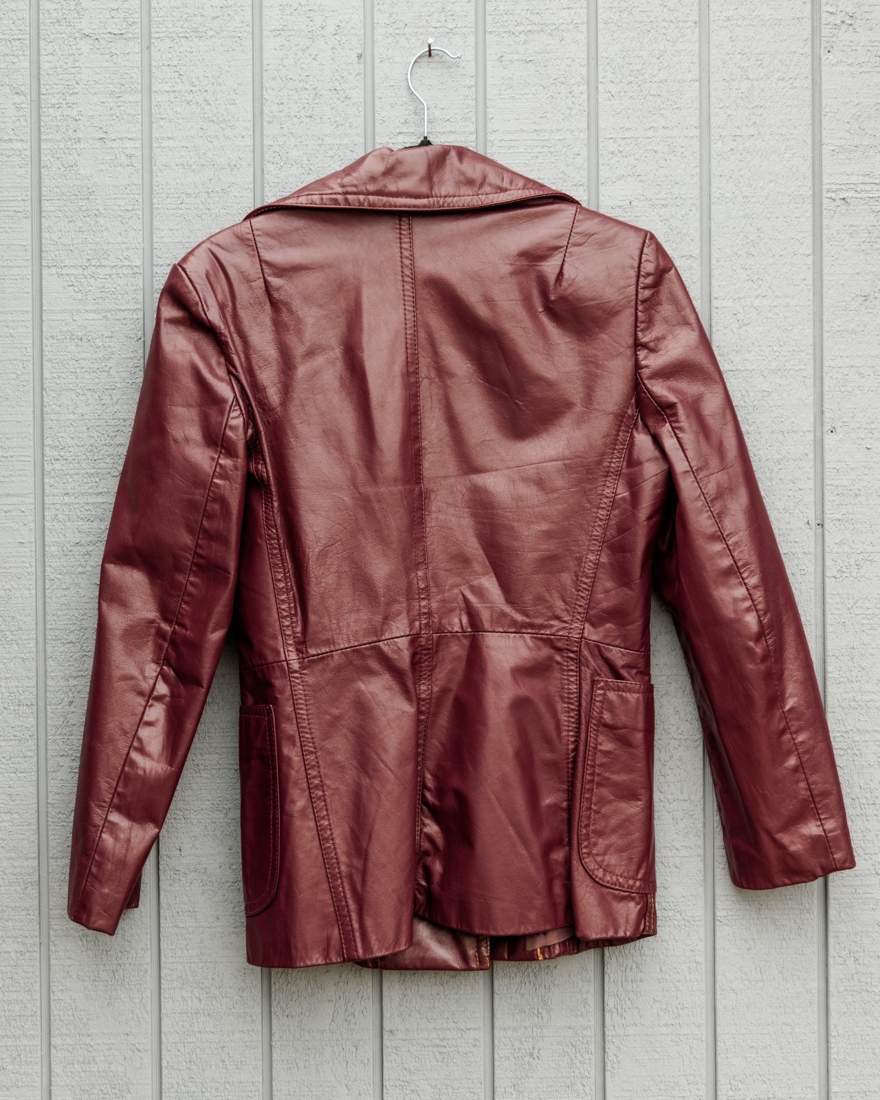 Vintage 70s Red Rust Brown Leather Blazer Jacket Coat – 80s 90s
