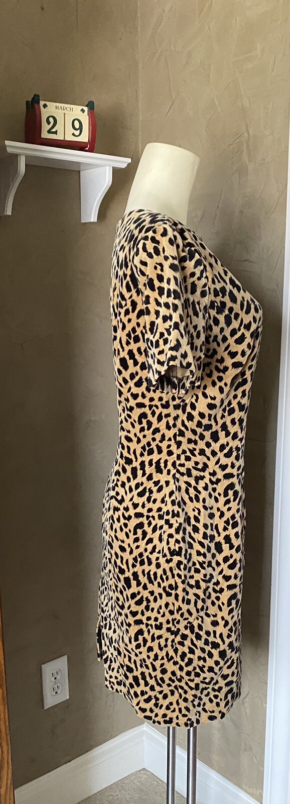 Misty Lane Velvet Cheetah Dress, Size 8, velvet leopard print vintage