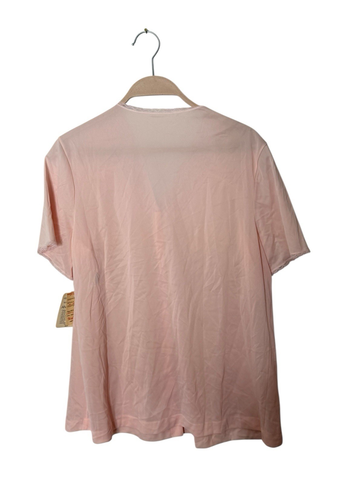 Vanity Fair Vintage Women’s M Pink Cameo Nylon Flowy Sleep Top Lace new