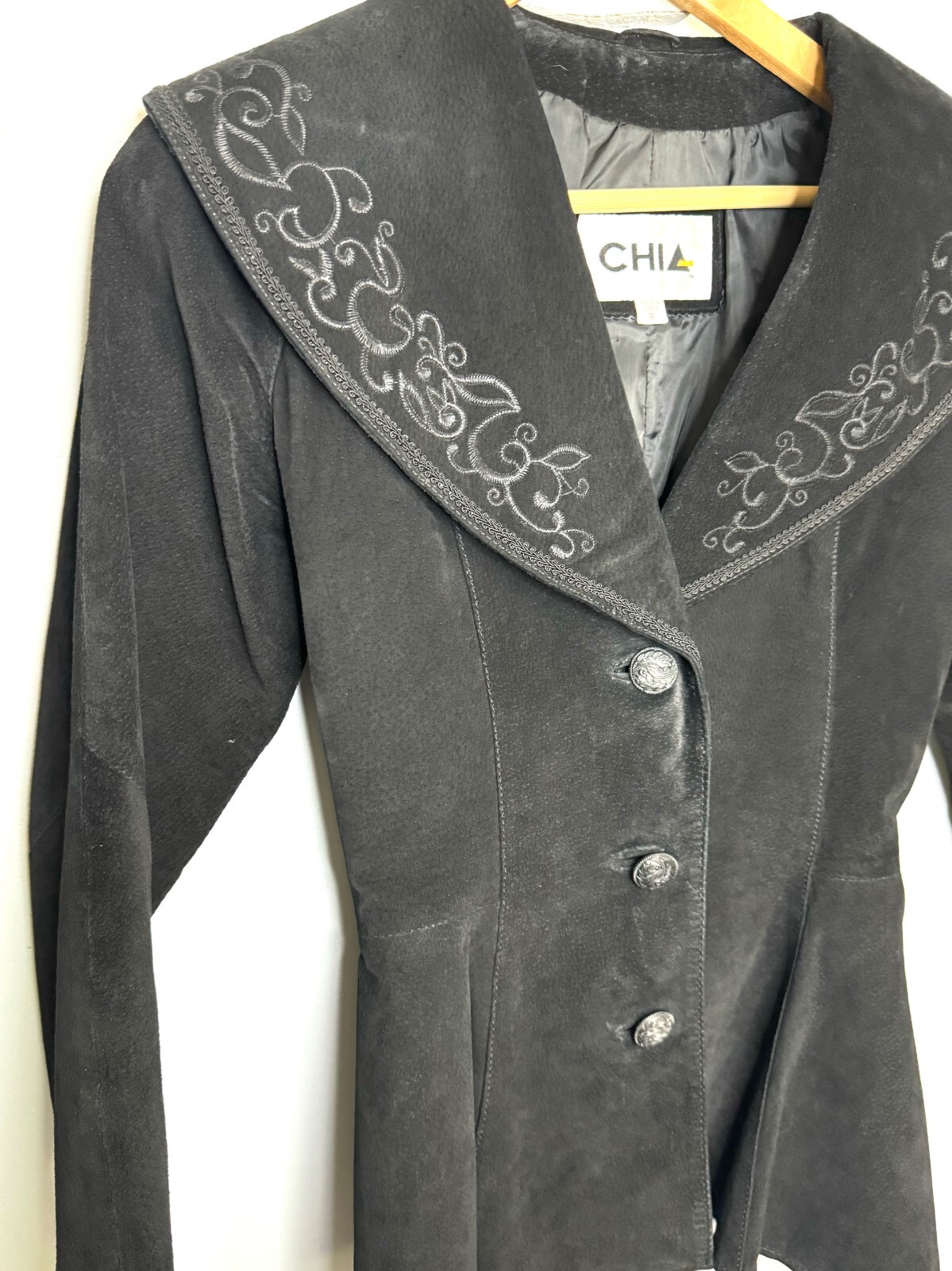 Vintage 1980’s Black Suede Leather Jacket Women’s Size S Chia Wilson’s Leather
