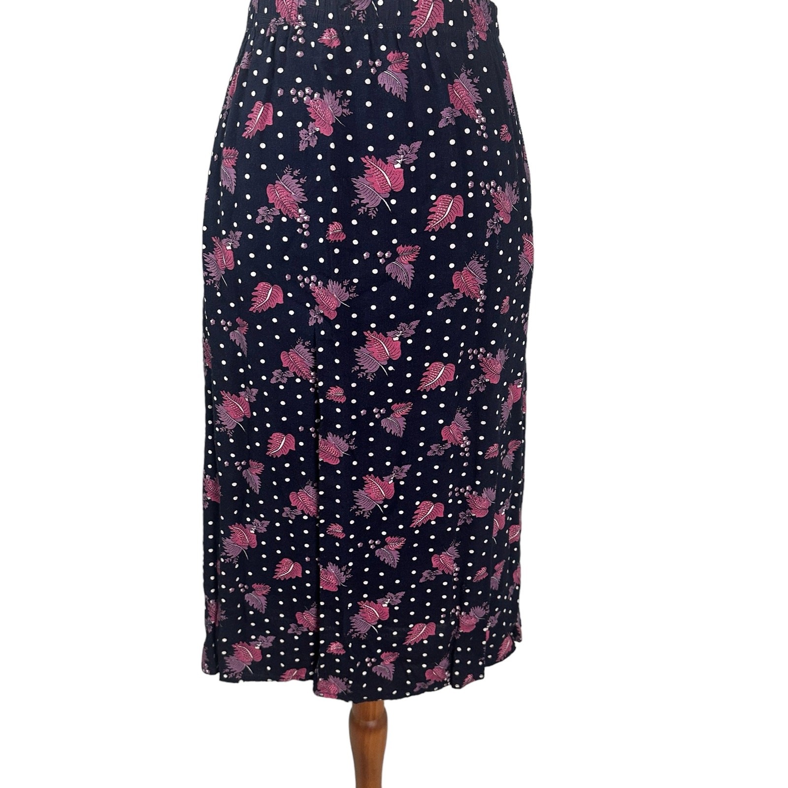 1980s Floral Rayon Print Midi Skirt by Chad Stevens Vintage Boho Size 22