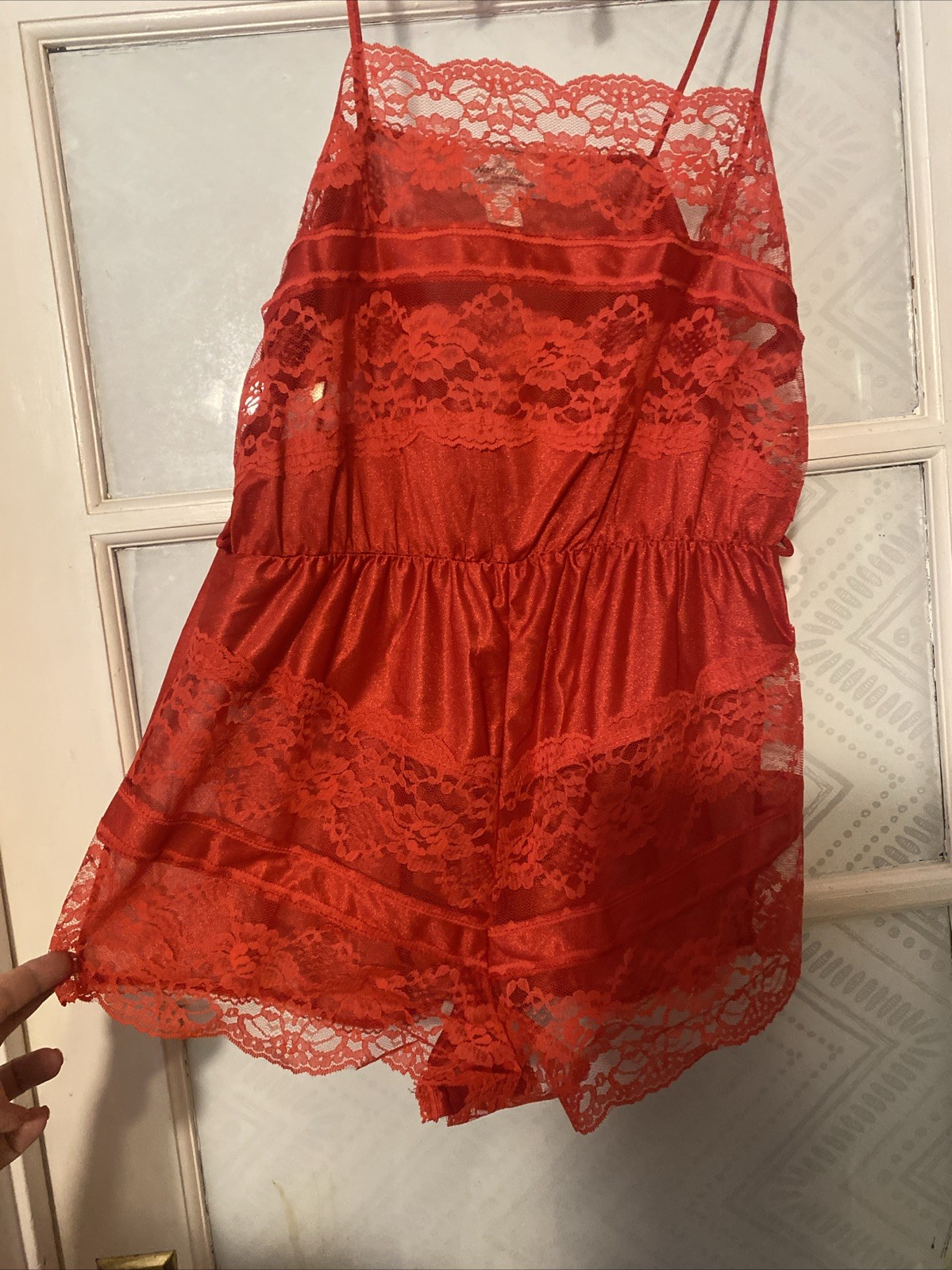 Nan Flowers Vintage 80’s Red Lingerie Romper Large New Old Stock USA