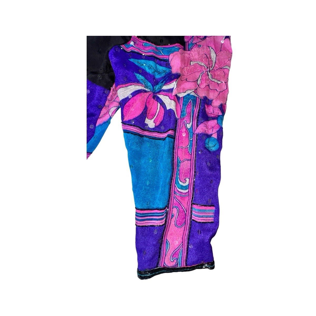 VTG JUDITH ANN CREATIONS SAKS FIFTH AVE SILK SEQUIN BEAD KIMONO JACKET NEW WAVE