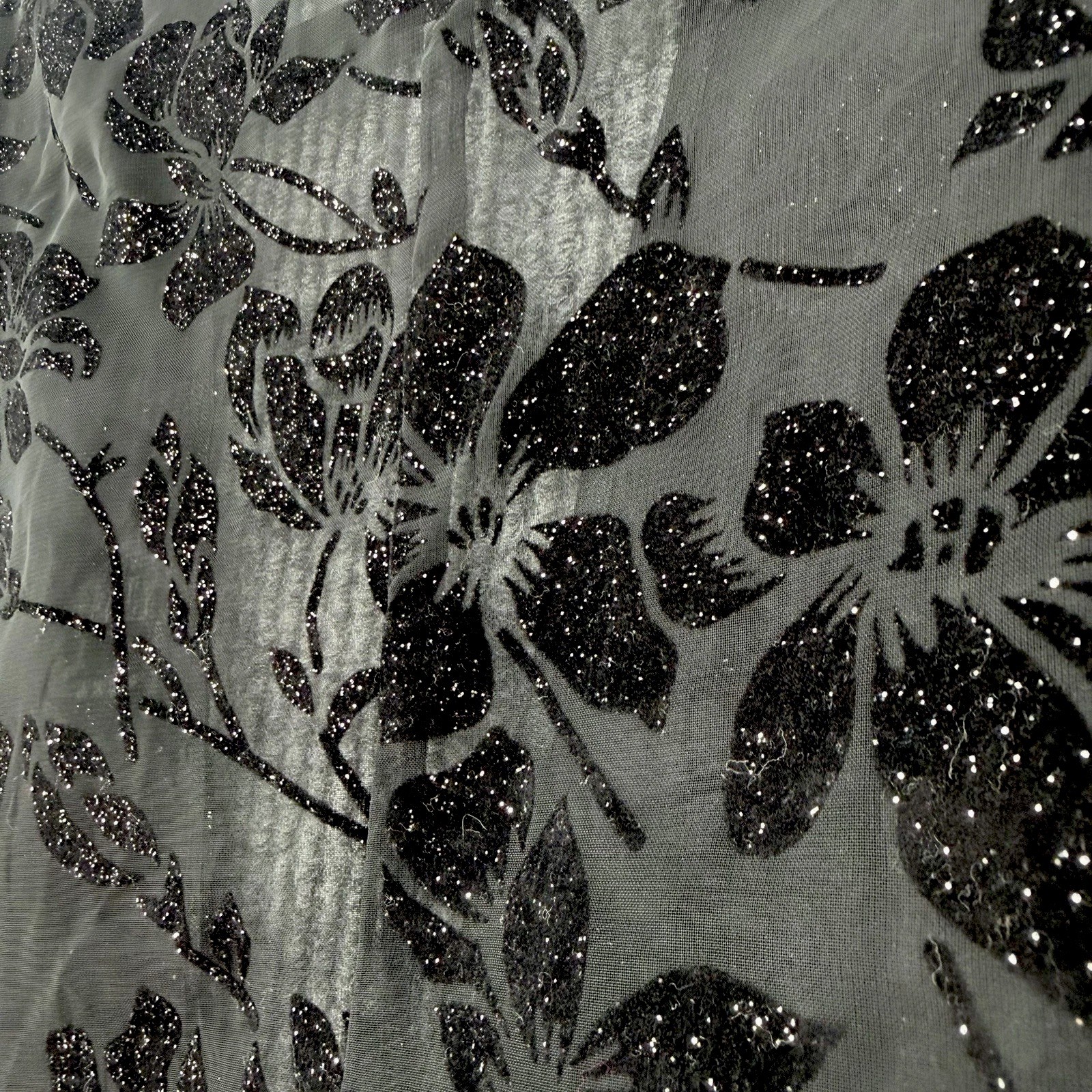 Vintage whimsy goth sheer glitter mesh cardigan fairy grunge black size 14 large