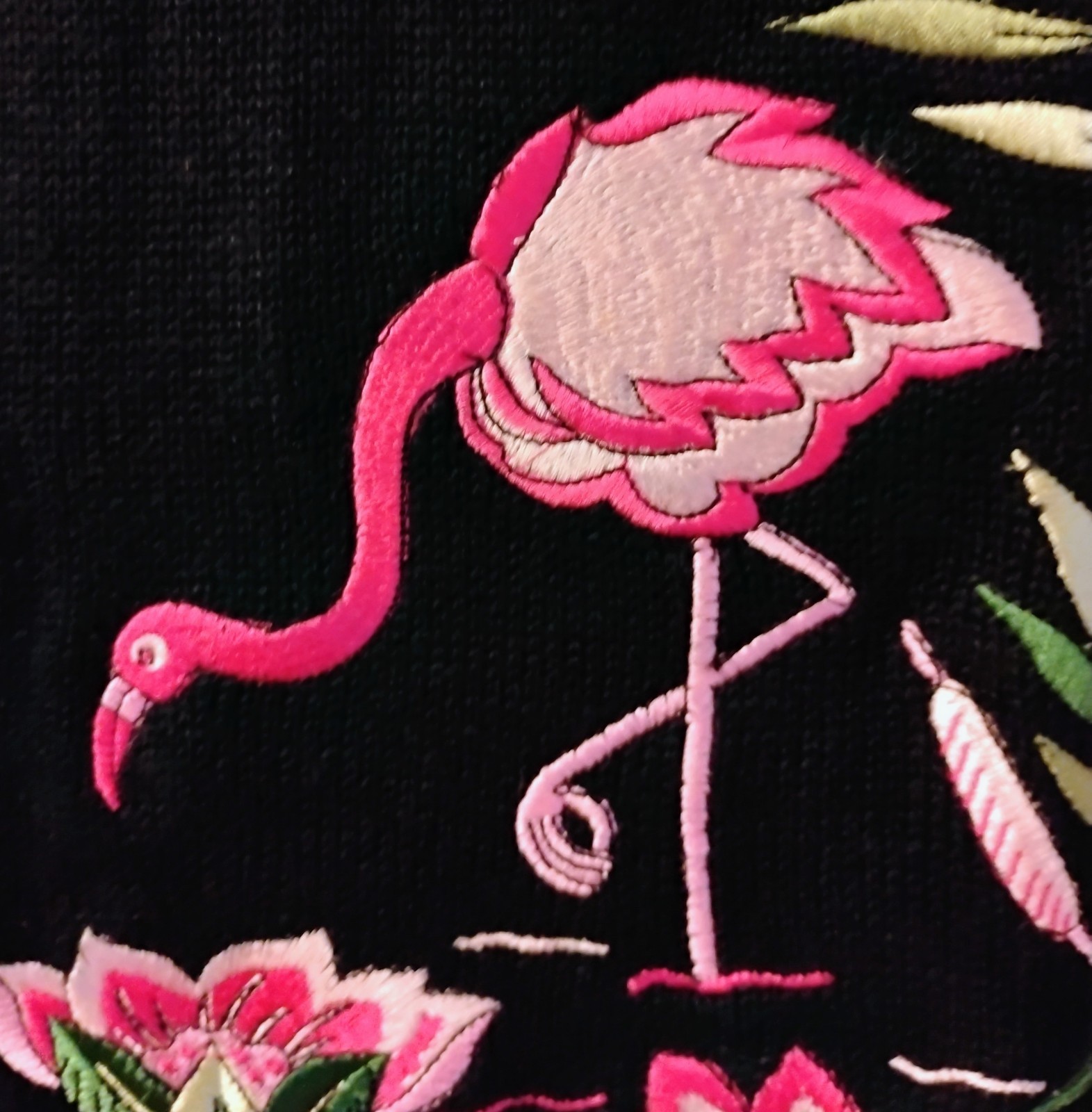 VTG 80’s Coastal Grandma’s „Jenny” Black with Embroidered Flamingo 🦩 & Frog M