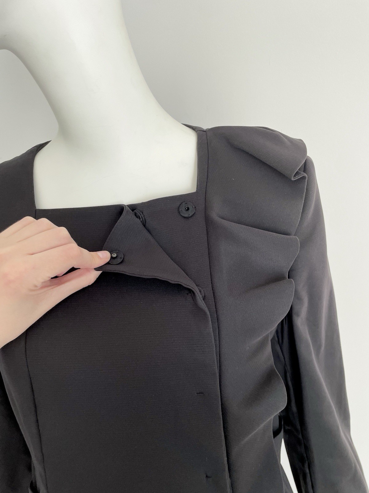 Prada Fall 2008 Runway Look #2 Coat Long Black Ruffle Women’s Size 44 Designer