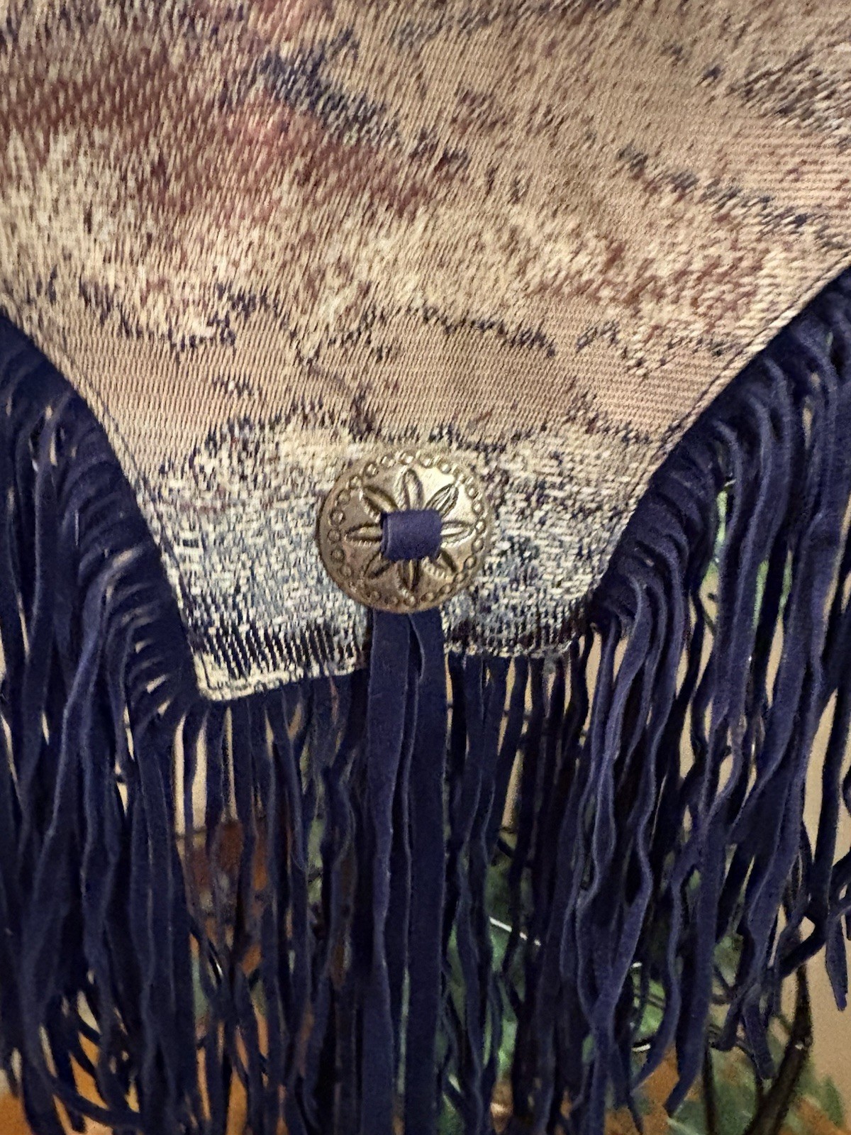 Vintage Western Collection Fringe Tapestry Shawl Size M Aztec Southwest Cowgirl