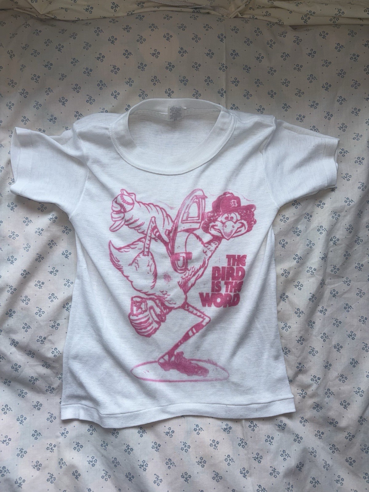 “bird is the word” 1970’s women’s/girls detroit 1976 mark fidrych tee shirt