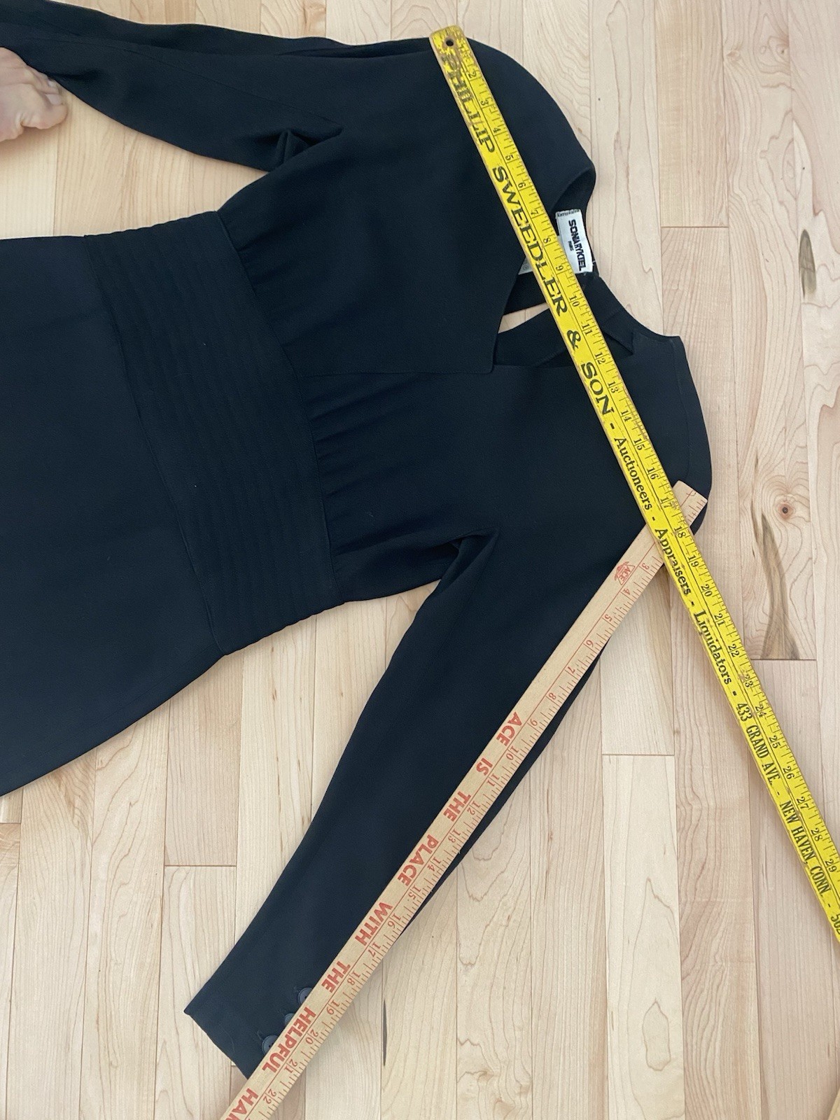 Vintage Sonia Rykiel Black Dress 80s LBD Designer France Long Sleeve Crepe