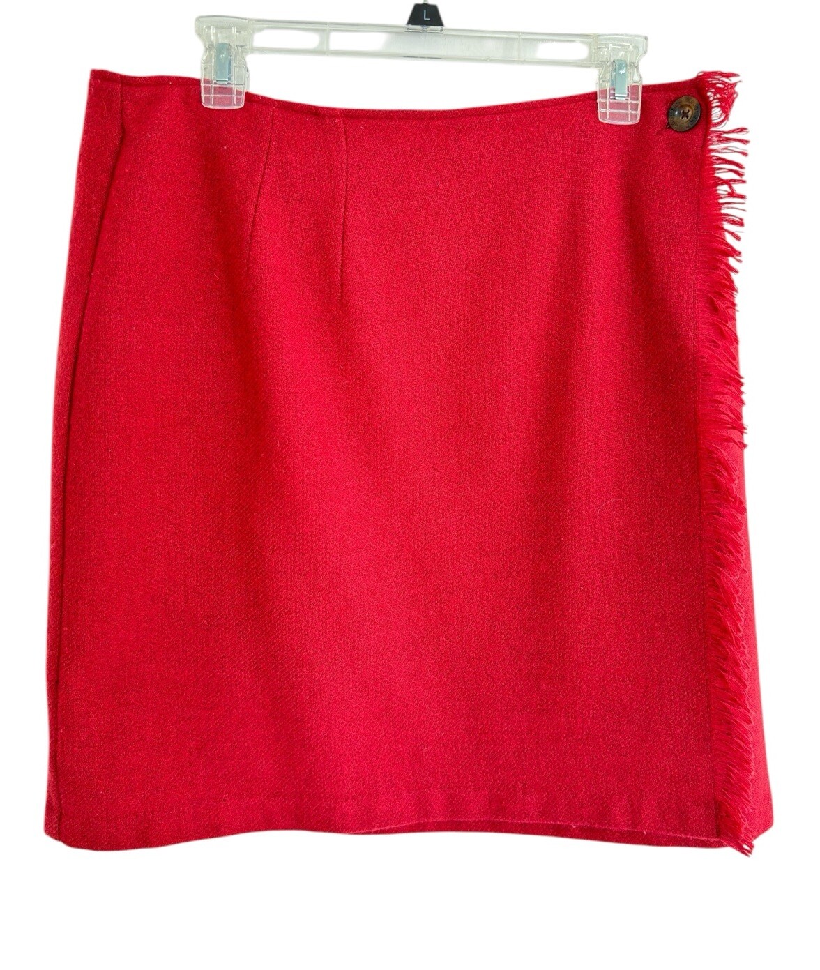 VTG Woolrich Wrap Skirt Womens Sz 16 Red Wool Fringe Classic Holiday Christmas