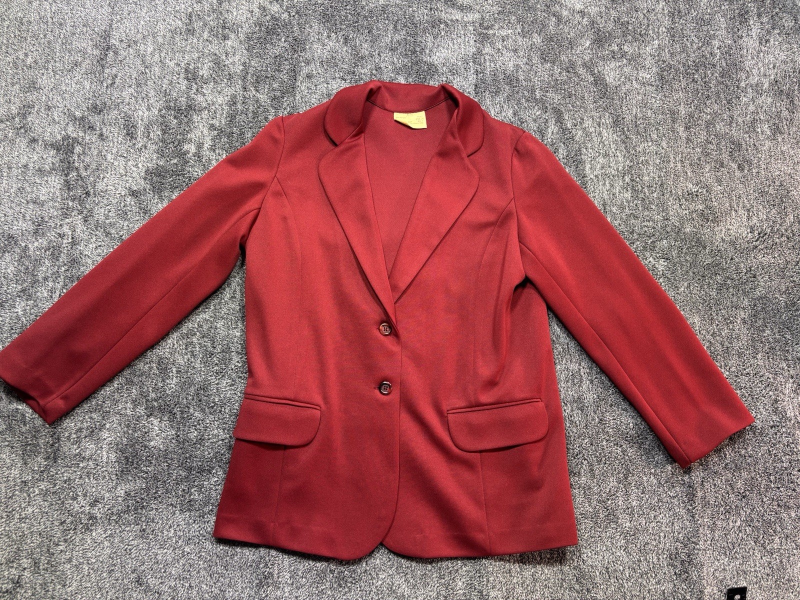 VTG 70s Sears Pants That Fit Suit Set Red Polyester Blazer Trousers Womens 16