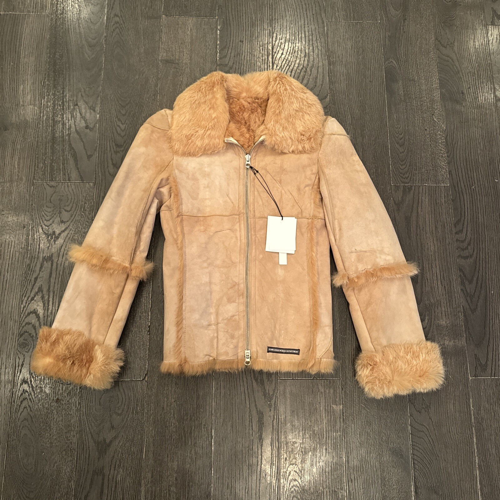 NWT Suede Leather Shearling Jacket Women Size XS Possibly Reversible