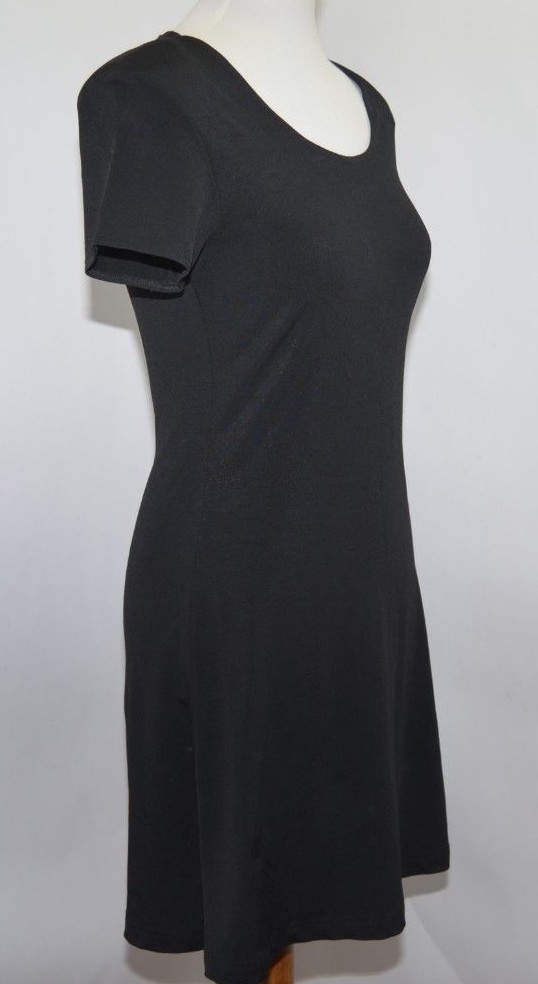 VTG Hampton Nites Classic Solid Black Cap Sleeves Shoulder Pads Dress Womens 4