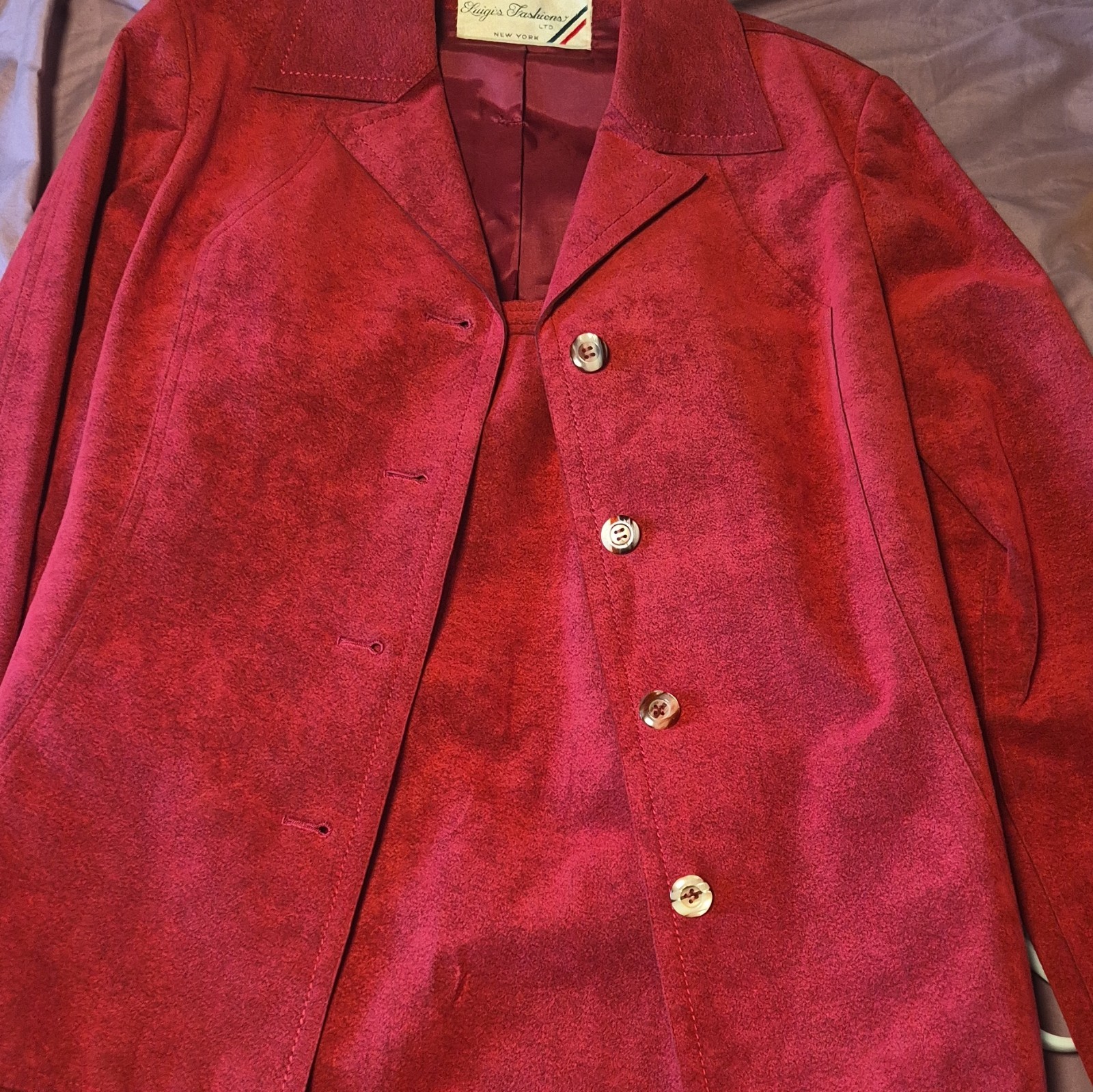 Women’s Red Suede Vintage Blazer And Skirt Set Luigi’s Fashions New York