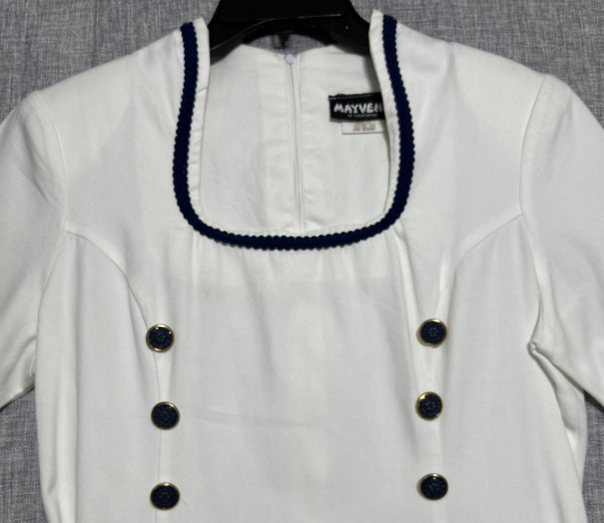 Mayvens Women’s Ivory VTG 1980s Sailor Stewardess Belted Party Dress Size 11