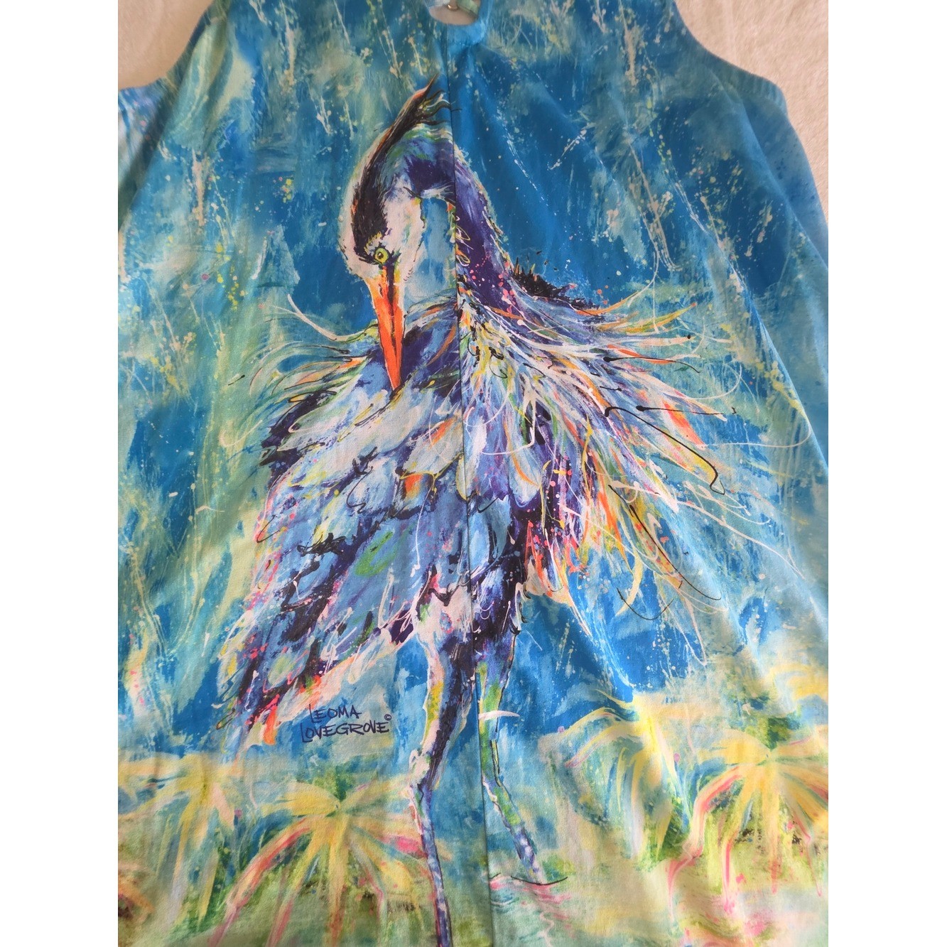 Leoma Lovegrove Great Blue Heron Wearable Art Beach Dress