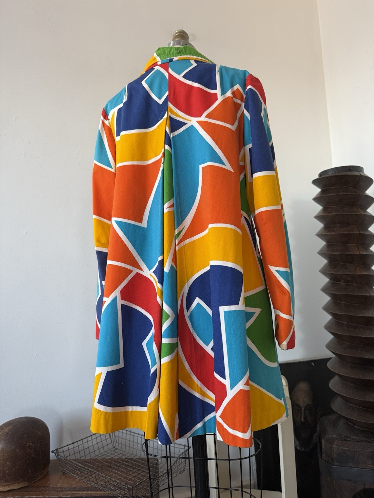 60s Mod Psychedelic Pop Art Print A-Line Swing Coat/ Statement Jacket/Mini Dress