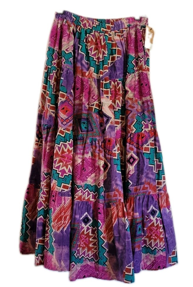 Circle J Marilyn Lenox Tiered Maxi Skirt VTG 90’s Southwestern Navajo