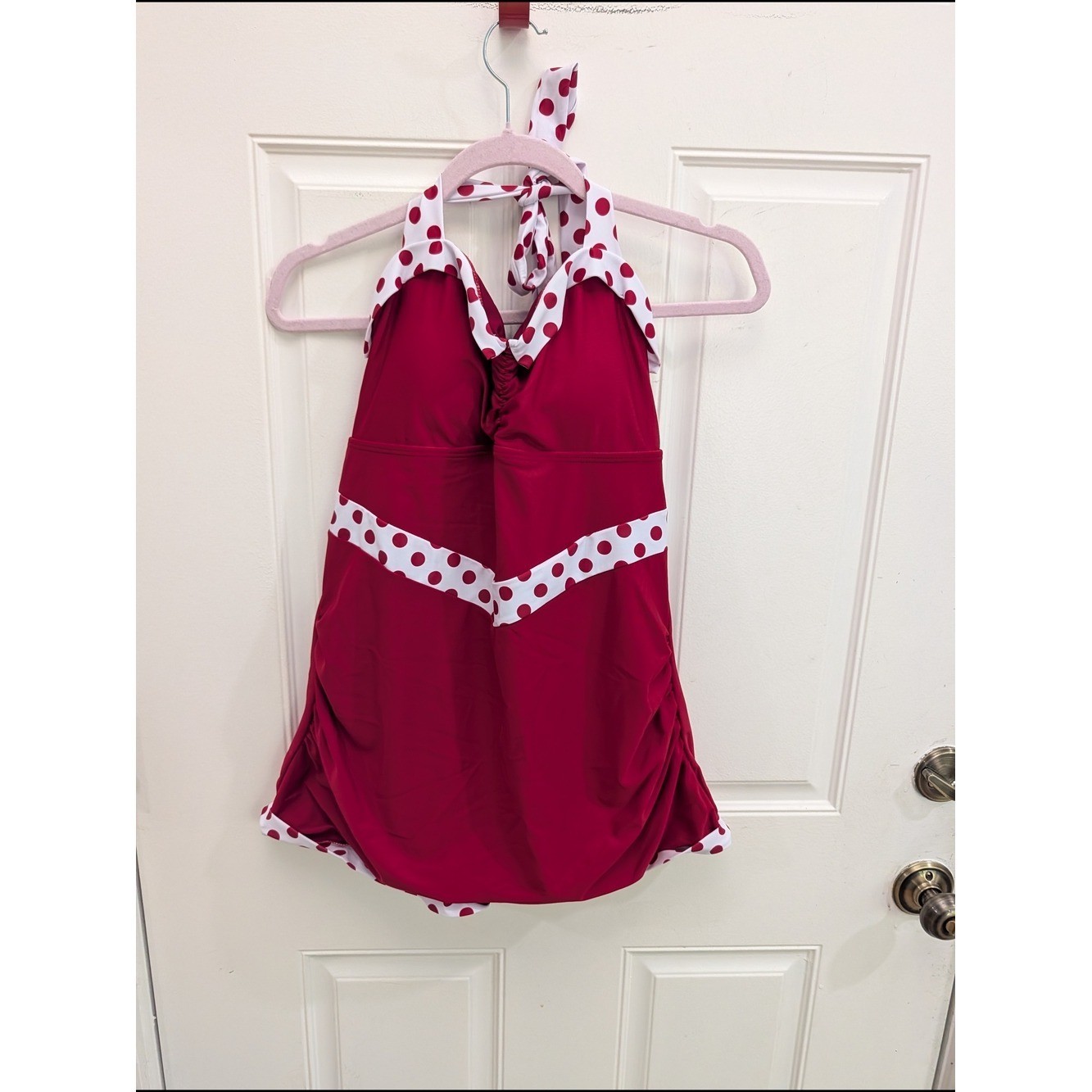 NWT Retro Stage Red Polka Dot Halter One-Piece Swimsuit 40s Style