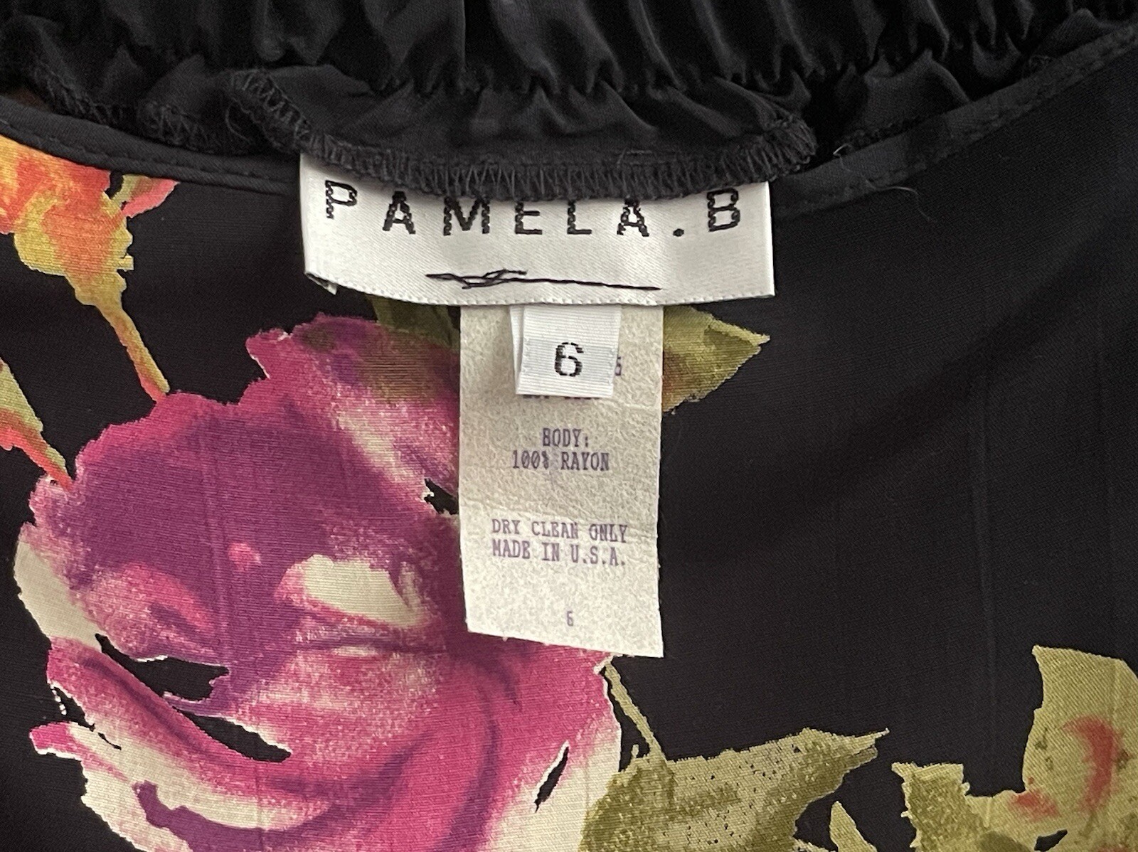 VTG Pamela.B Button Up Blouse/Side Button Blk Floral Maxi Skirt Set Size 6.