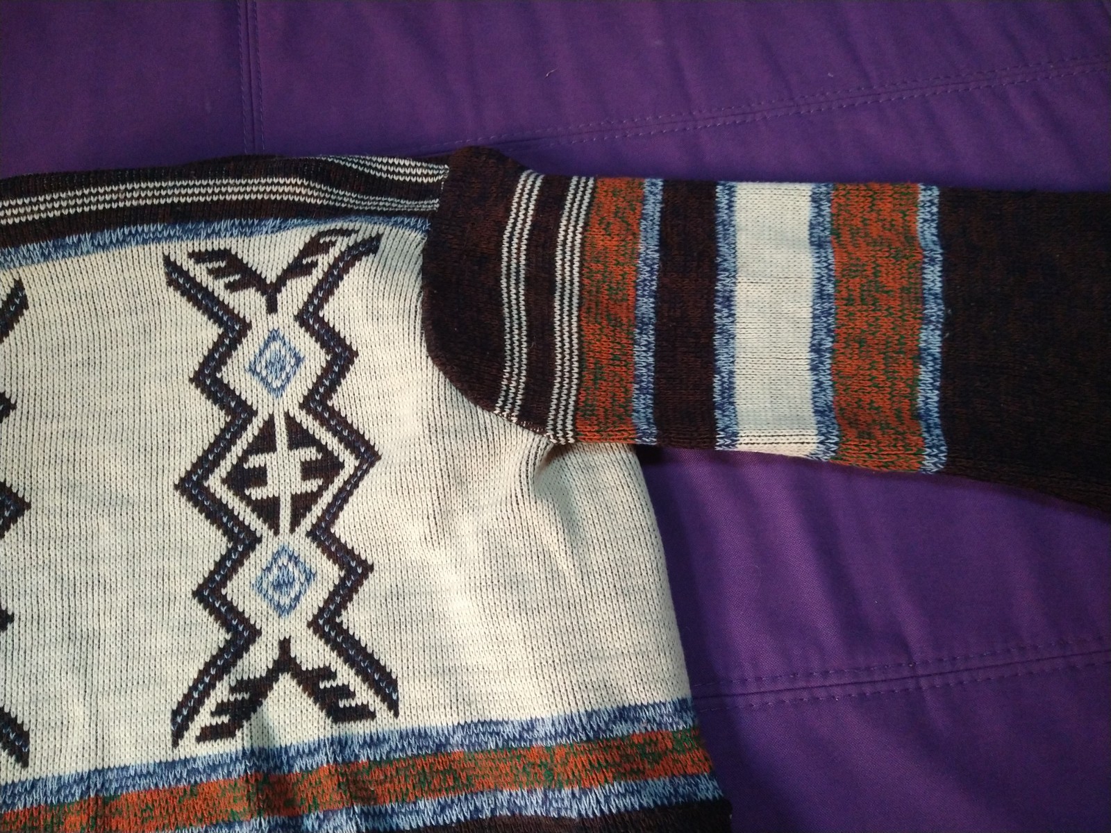 Vintage 80’s Retro Fall cardigan Western Native Boho Design Sweater Size L