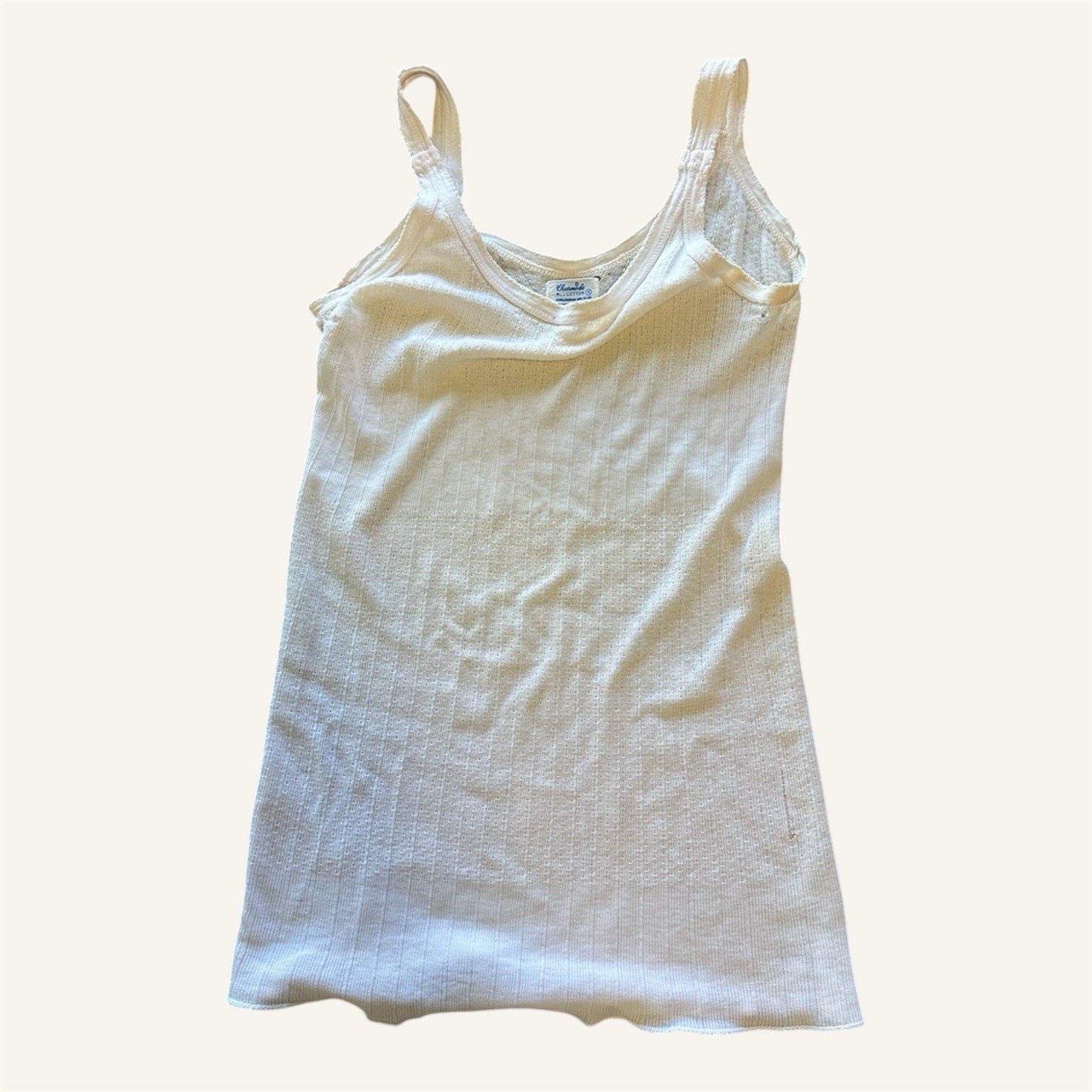 1950s Charmode All Cotton Ribbed Tank Camisole Undershirt Vintage 50s 60s