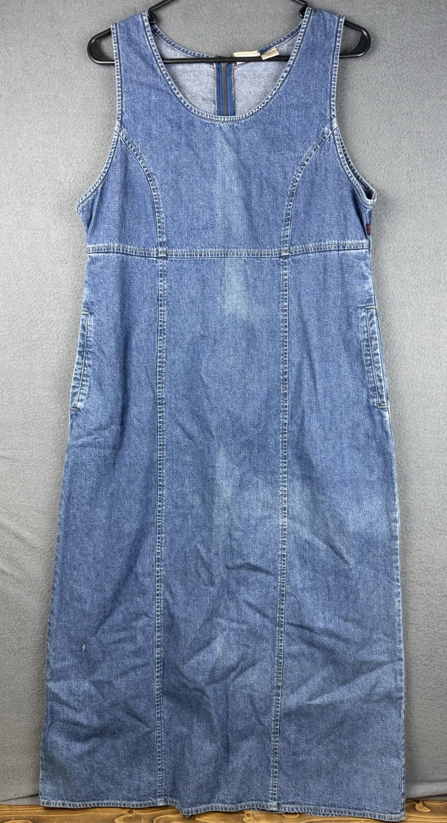 Vintage Woolrich Denim Jumper Dress Y2K 90s Pinafore Sz Medium Cotton Pockets