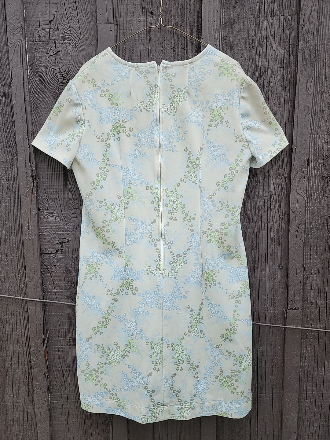 Vtg 70s Handmade Floral Print Double Knit Polyester Dress Womens XL-1X