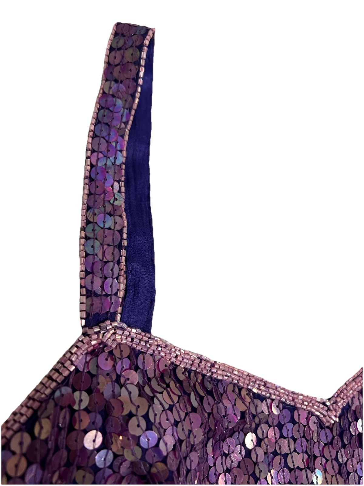 VTG Judith Ann Creations Purple Sequin Mermaid Silk Dress sz S NWT