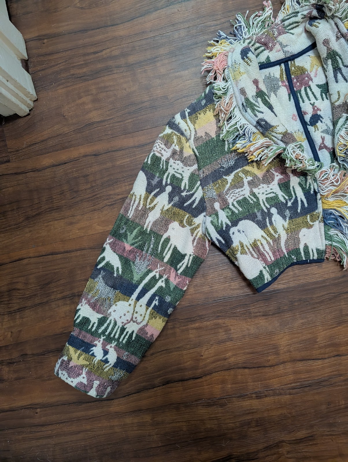 Passports Pier 1 Imports Sz S Vtg Tapestry Crop Jacket Safari Animals Serengeti