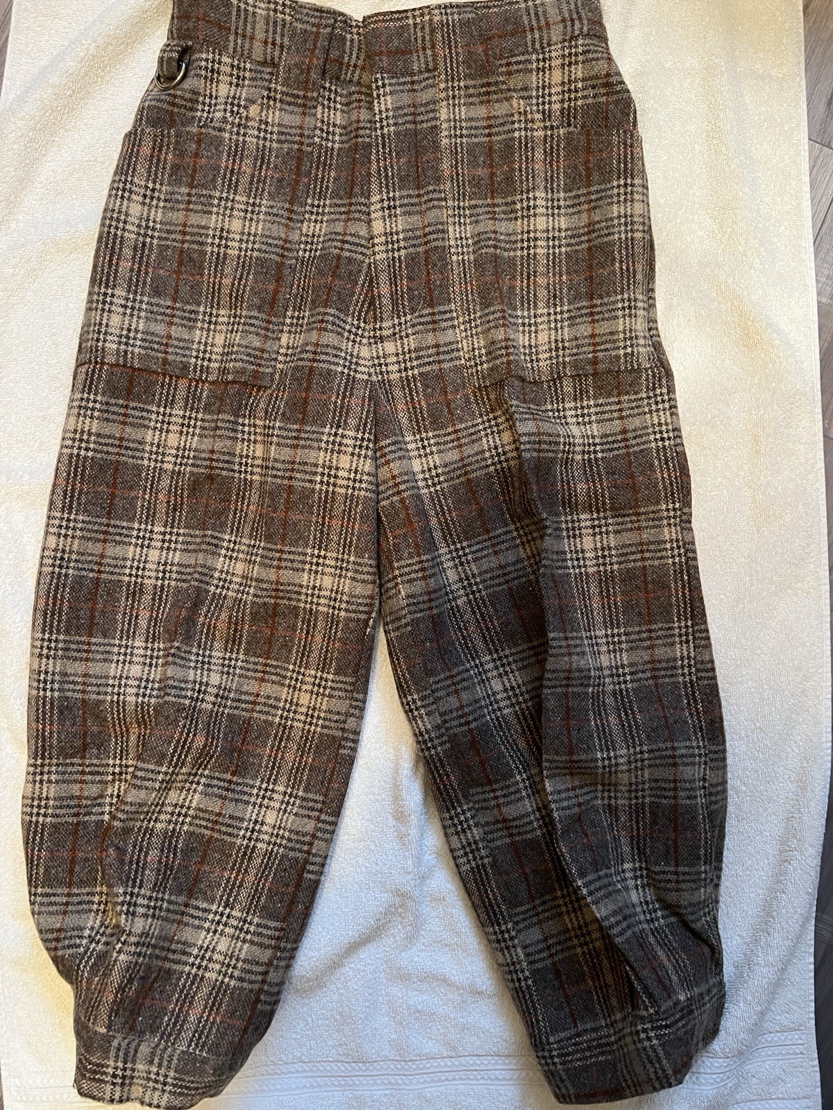 Landav vtg KNICKERS women sz 12 70% Wool Brown Plaid 4 Pockets