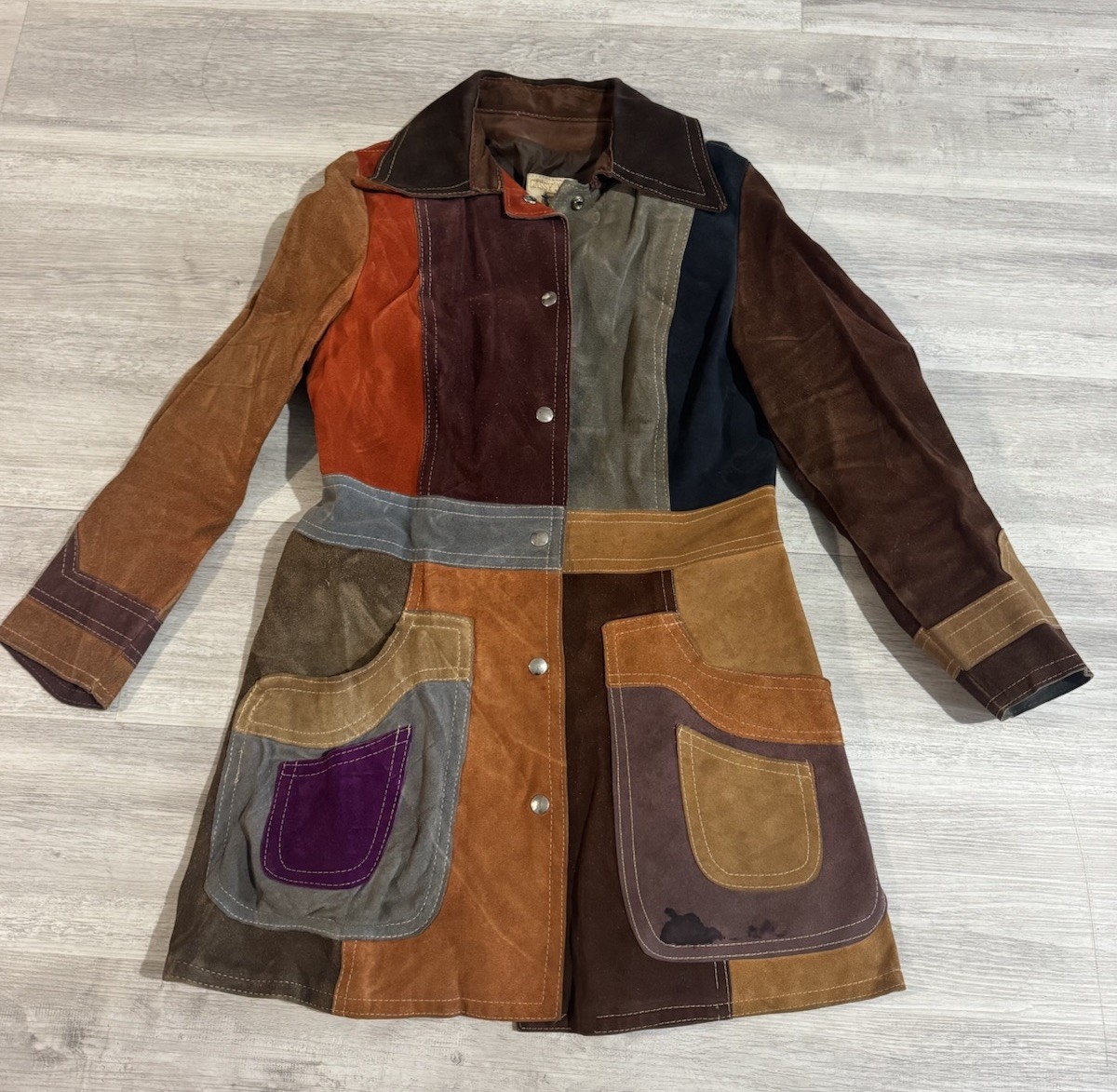 Vintage Gassy Jack Patchwork Suede Jacket Small Brown Orange Coat 70s Vancouver