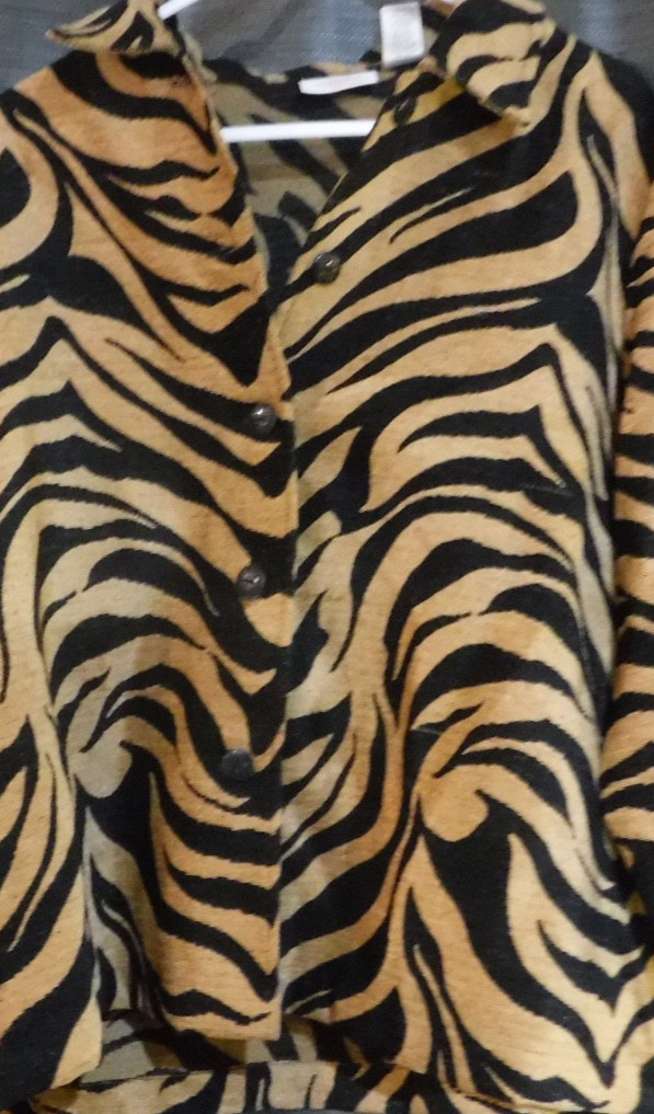Studio Works Animal Print Jacket womens size 2X long sleeve collared 5 BUTTON D
