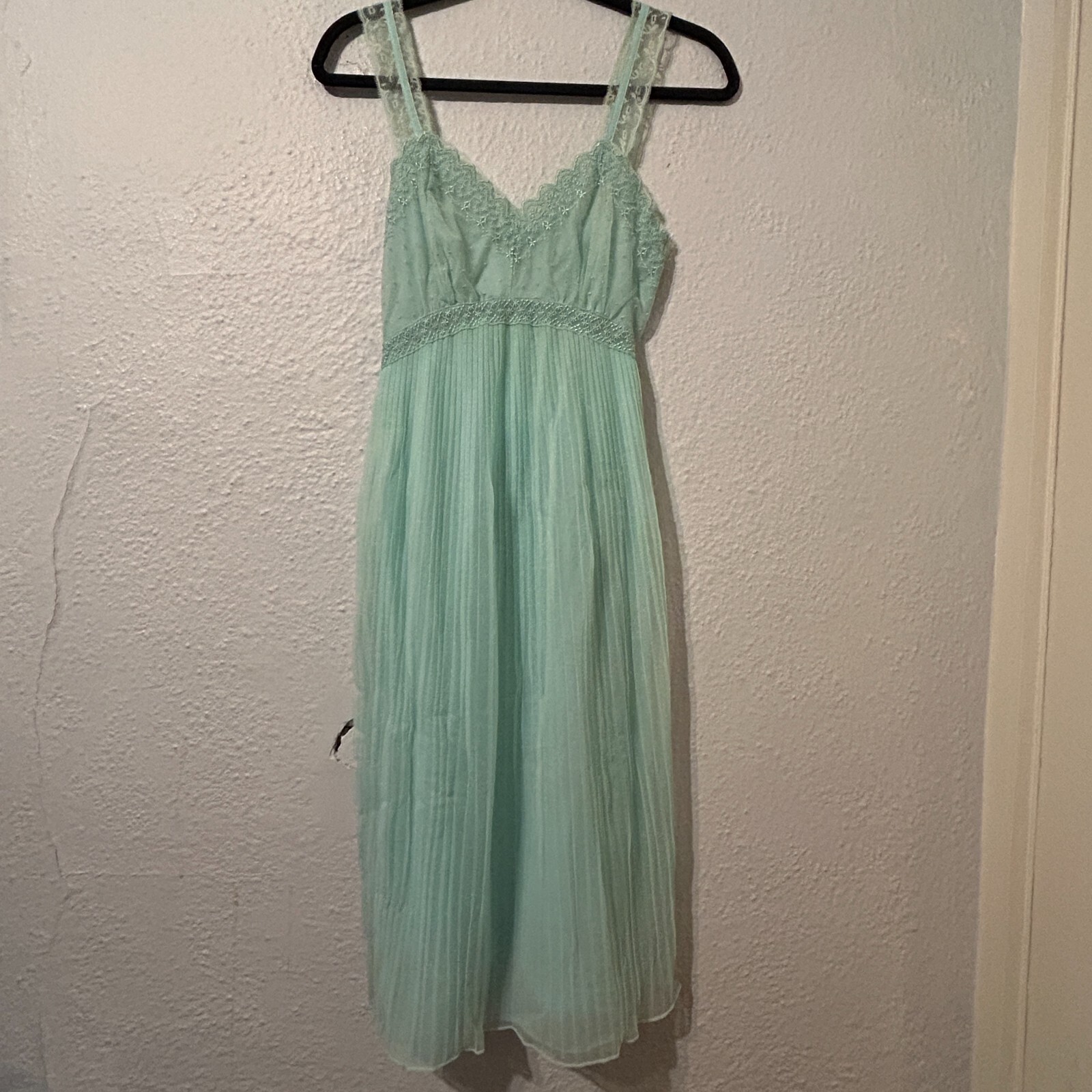 Vtg 50s Sz S Seamprufe Babydoll Nightgown Chiffon Lace Nylon Boudoir Glamour