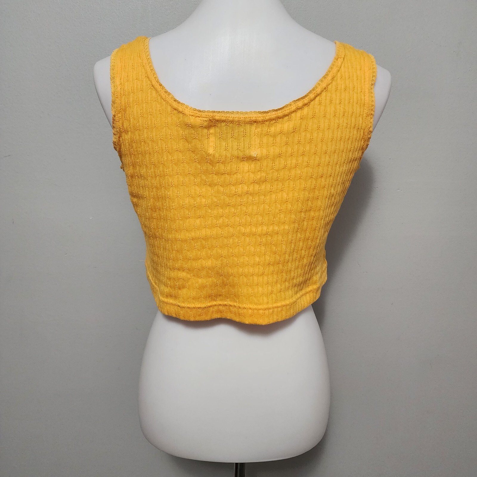 Vintage Romantic Expressions 90s Marigold Pointelle Cropped Tank Top Size Large