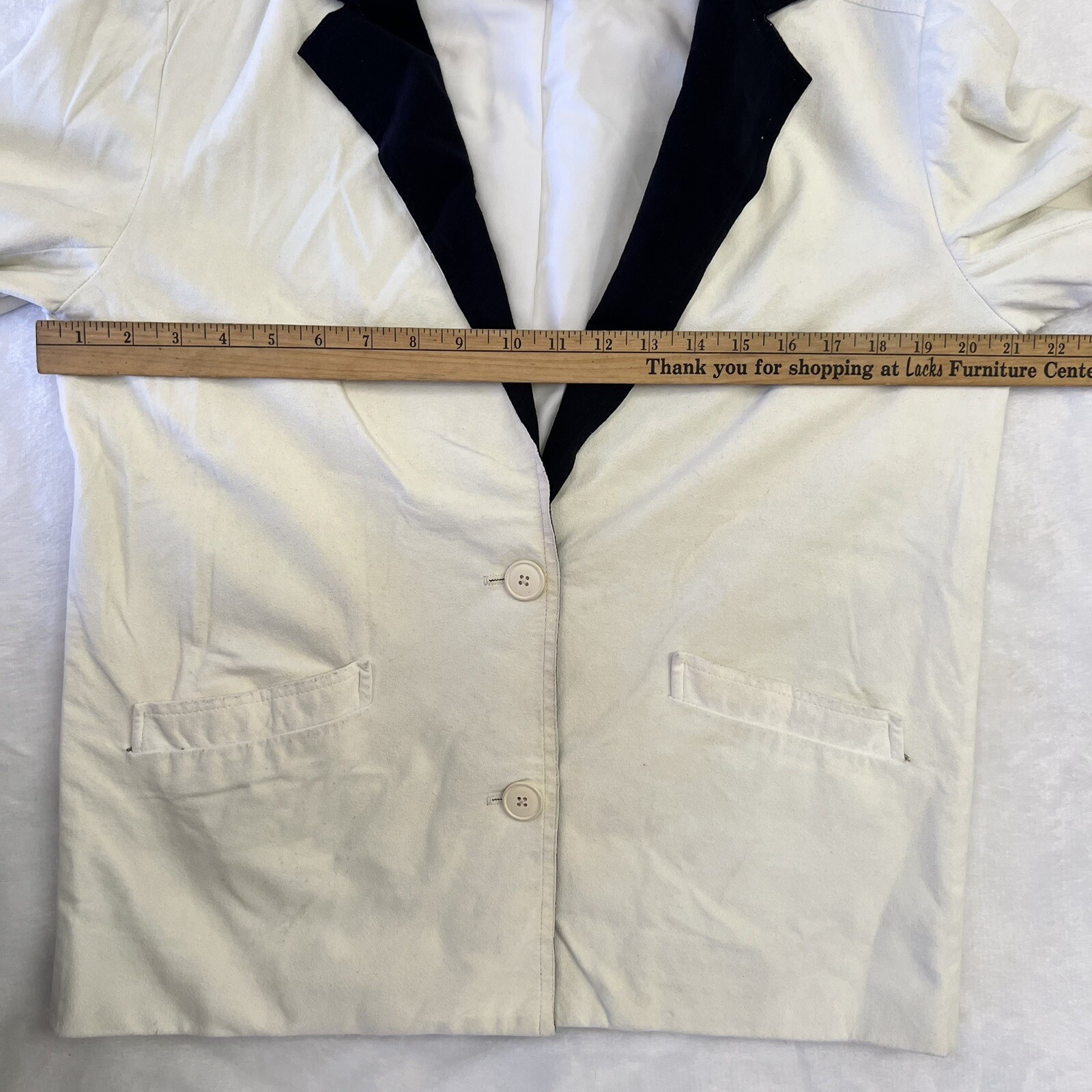Vintage 80s Gino Rossi Wilson’s Black Collar White Faux Suede Blazer Sz 12 GVC