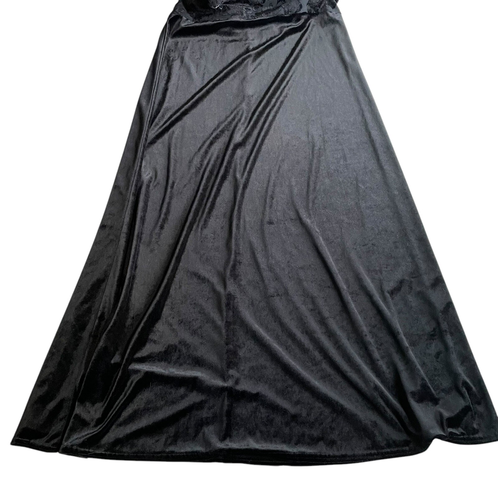 Vintage Molly Malloy Velvet Dress Gown Black Size 12 Burnout Floral beaded USA