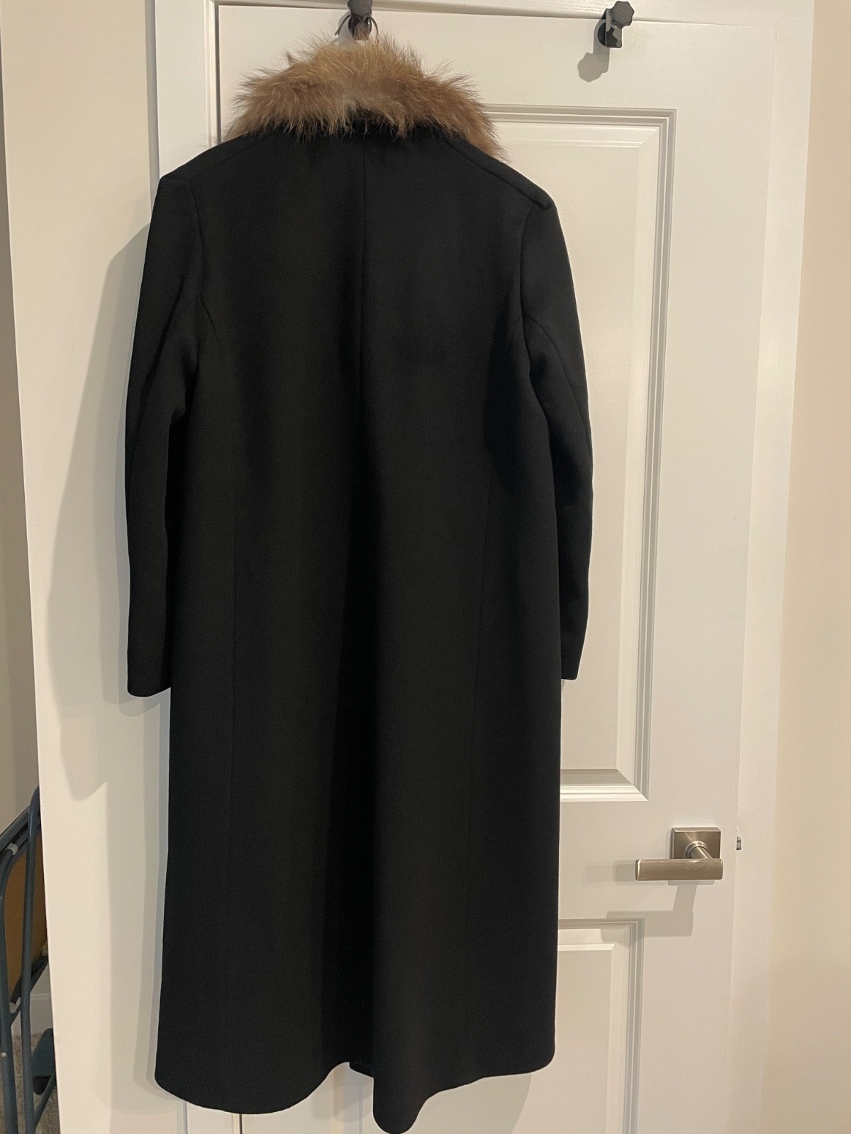 VTG Forstmann Fabric styled Central Park Wool Fur Collar Coat 12/14 Black USA
