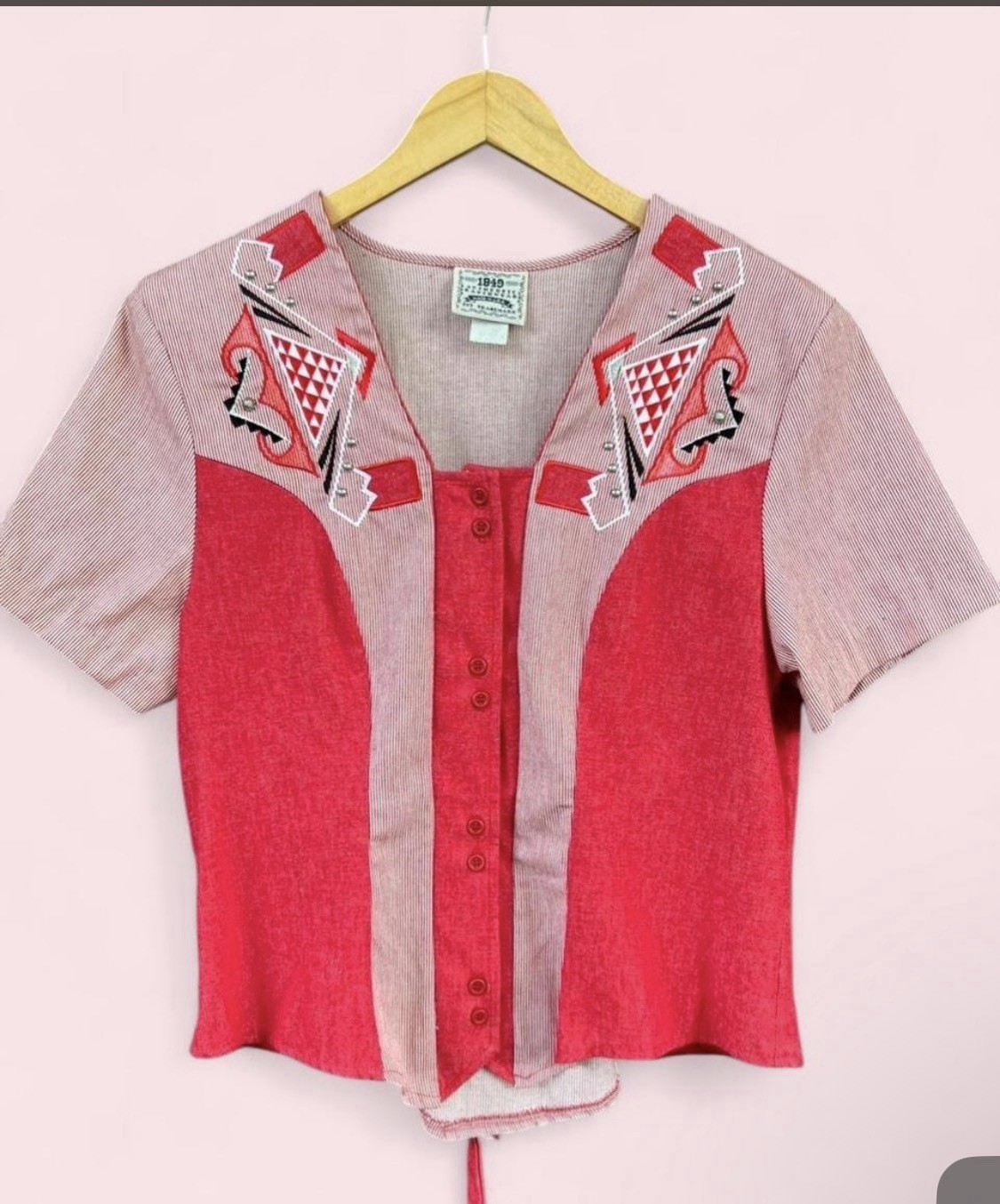 70’s Vintage Women’s Red/pink Shirt Size Large. Rockabilly Cowgirl Rodeo By 1849